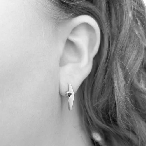 handmade geometric earrings × rhodolite garnets