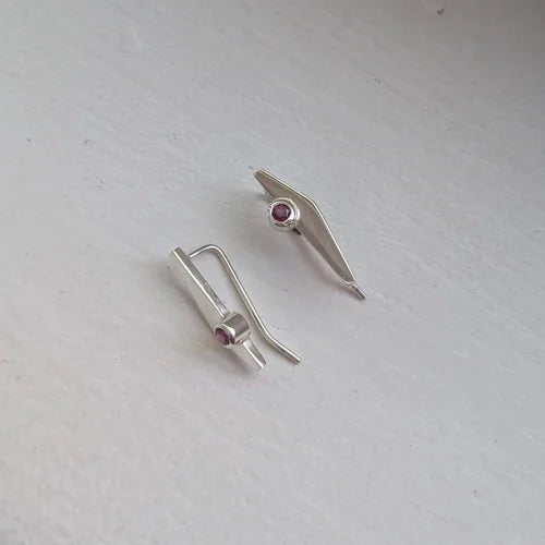handmade geometric earrings × rhodolite garnets