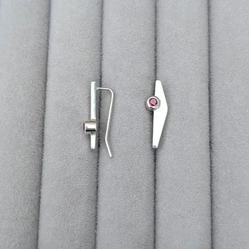 handmade geometric earrings × rhodolite garnets