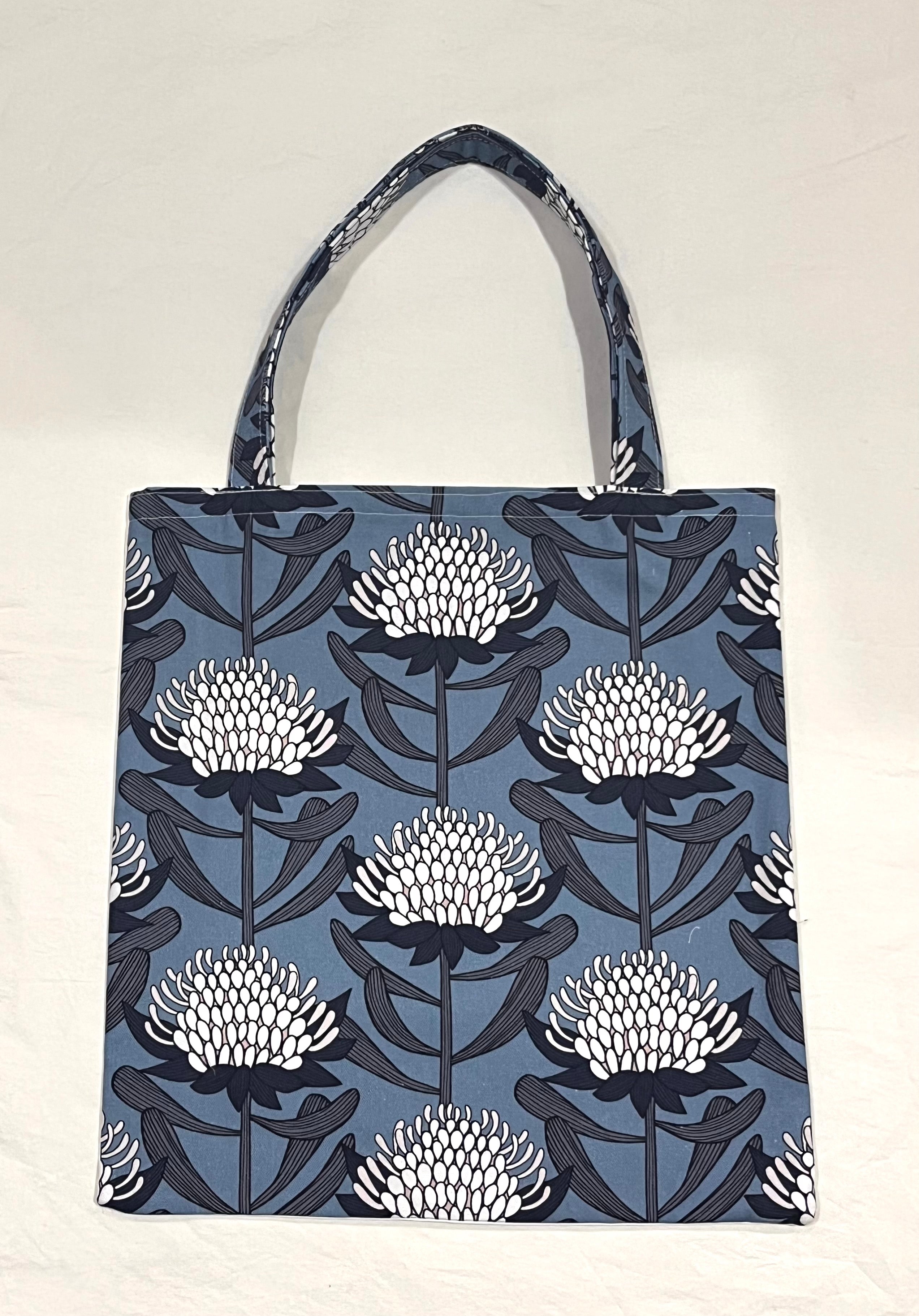 Blue waratah library/shopping bag