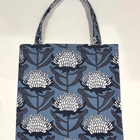Blue waratah library/shopping bag