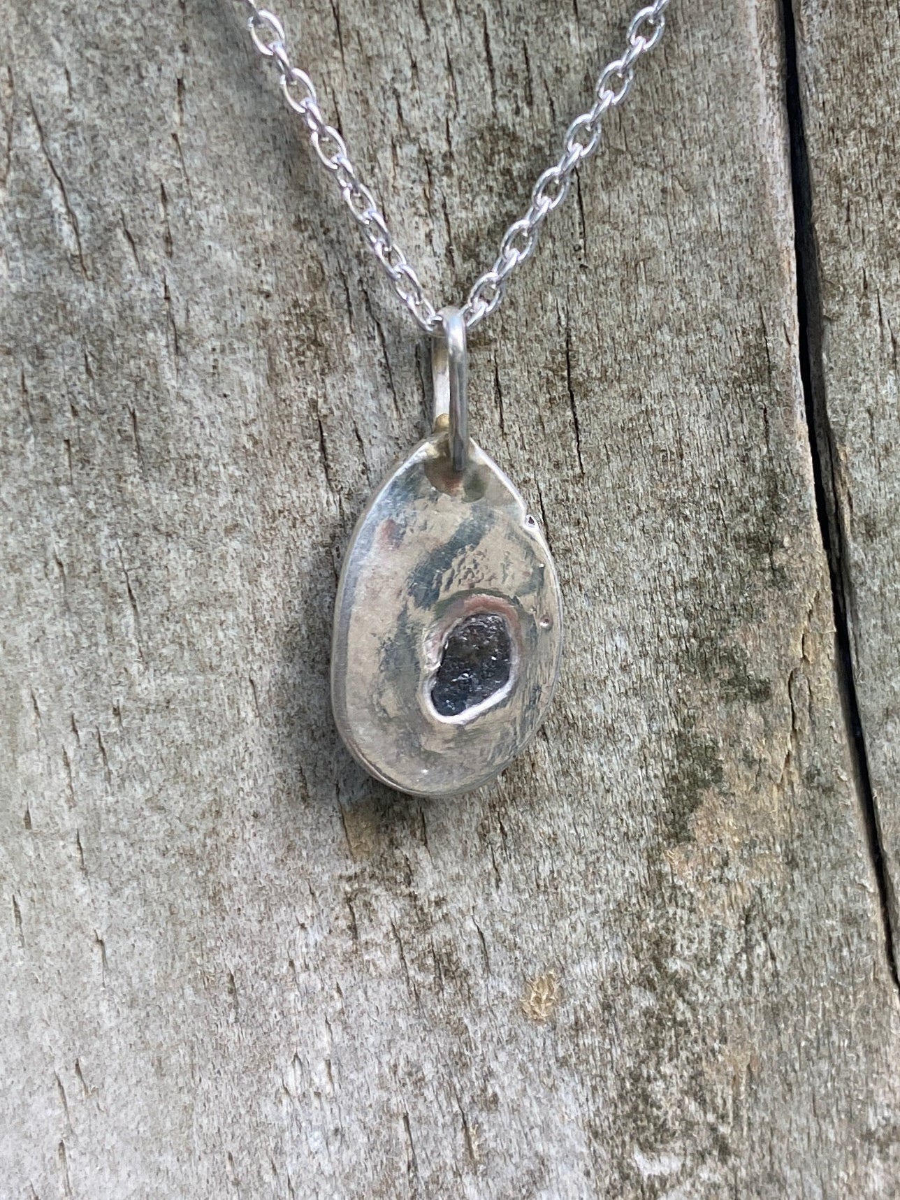 Green Sapphire Rockpool Pendant — Sterling Silver with Australian Sapphire