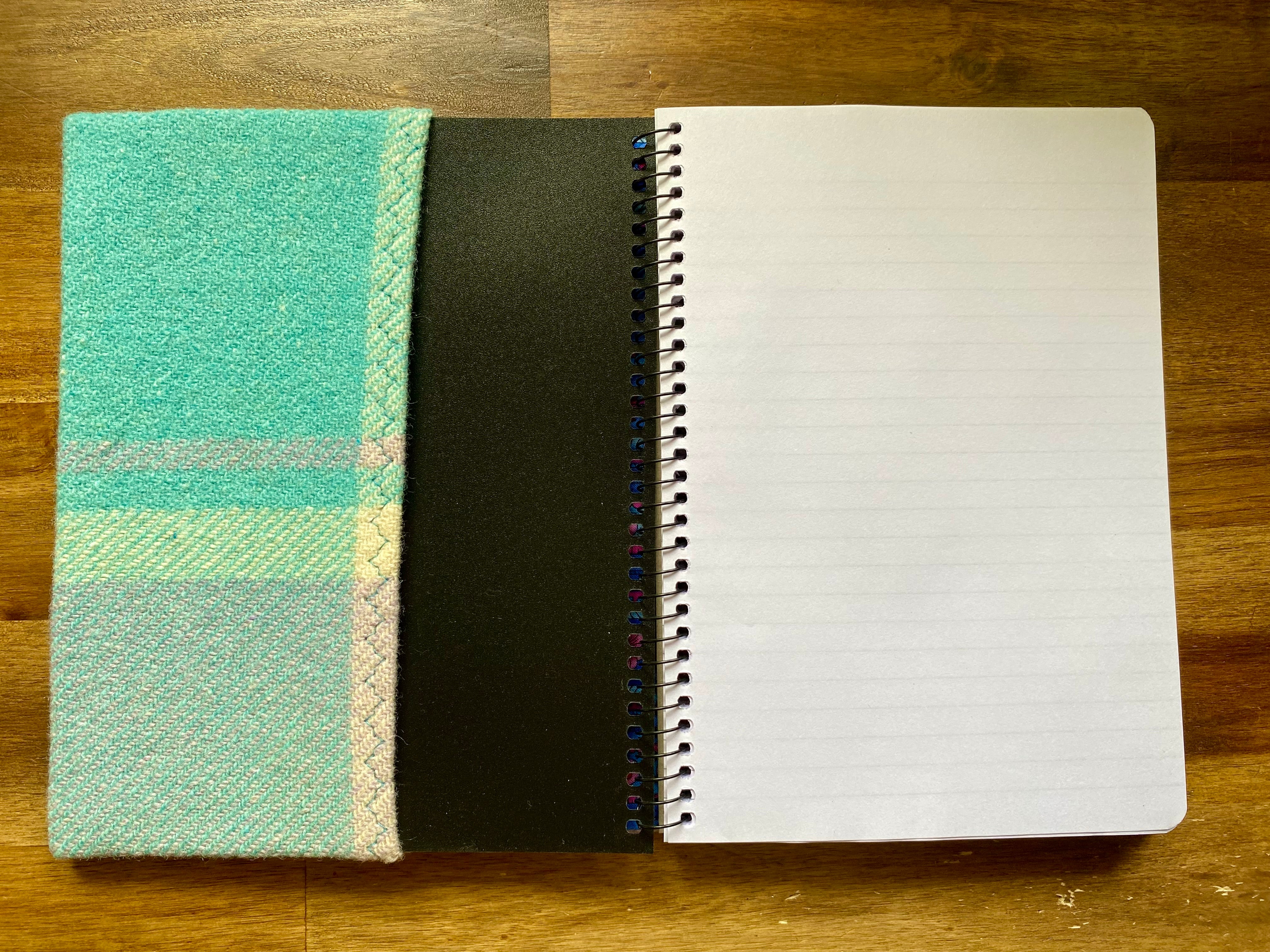 A5 Upcycled Notebook Caravan - blue/mauve