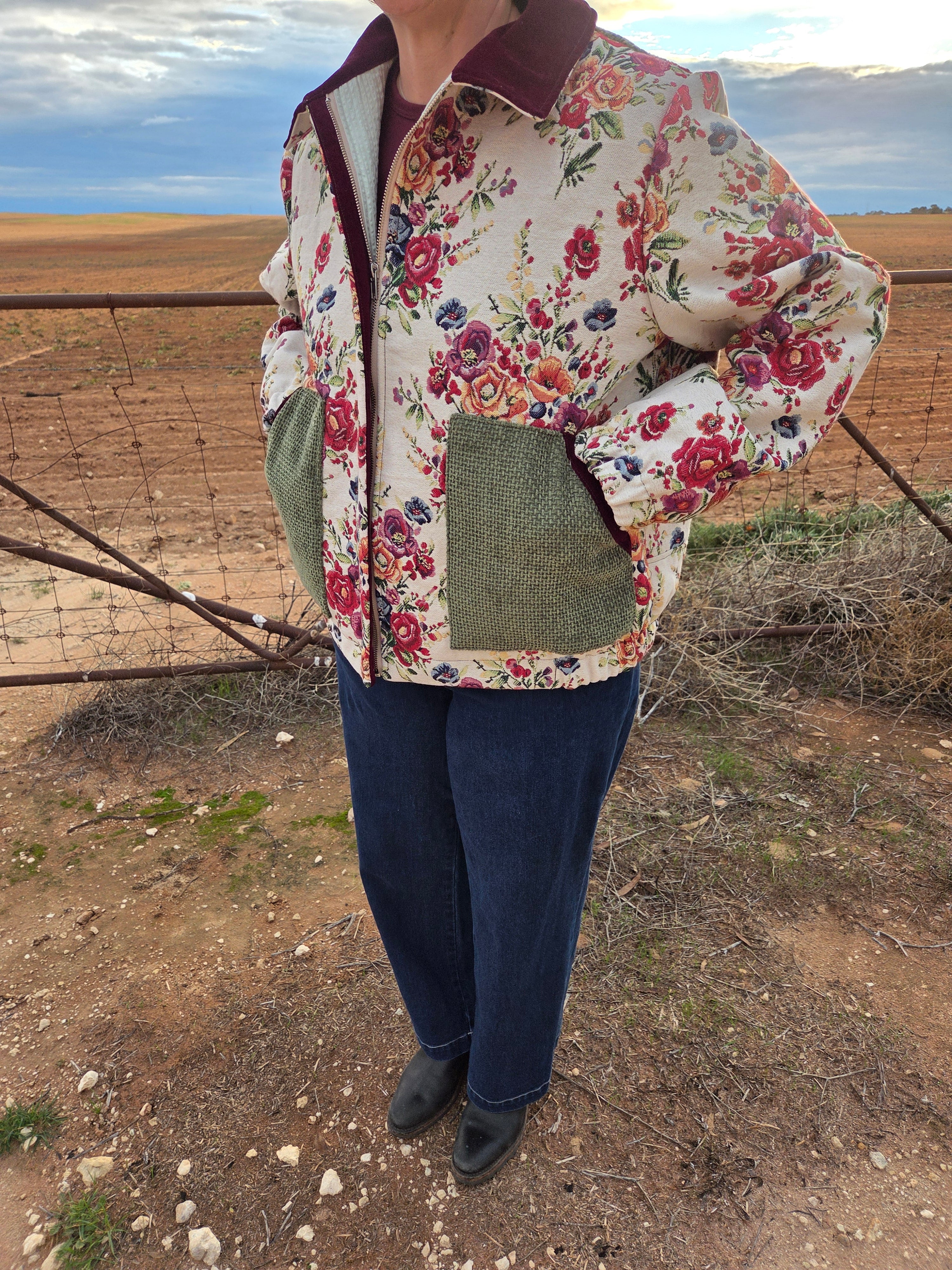 Mid Winter Floral - Retro Bomber jacket - L/XL