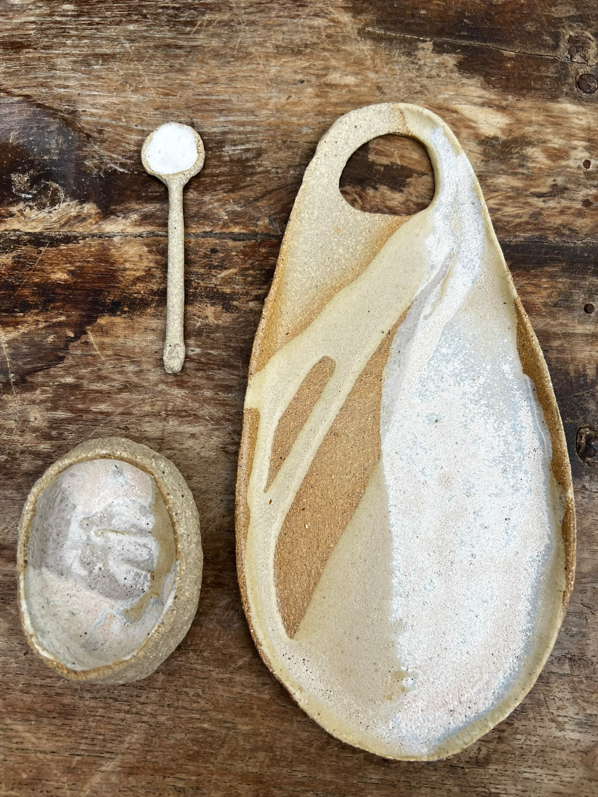 Handmade Ceramic Share Platter + Bowl + Spoon | gather • share • enjoy