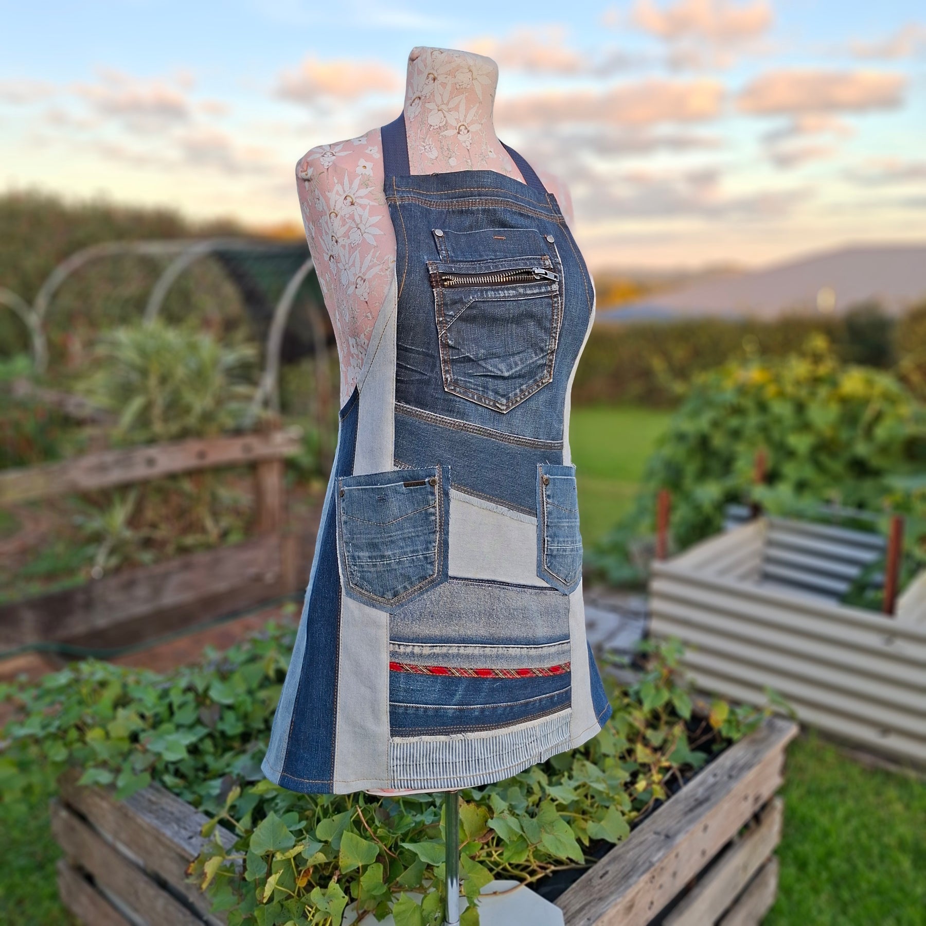 Artisan Upcycled Jeans Apron - Garden, Kitchen or Workshop