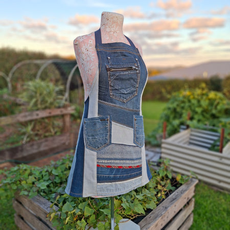 Artisan Upcycled Jeans Apron - Garden, Kitchen or Workshop