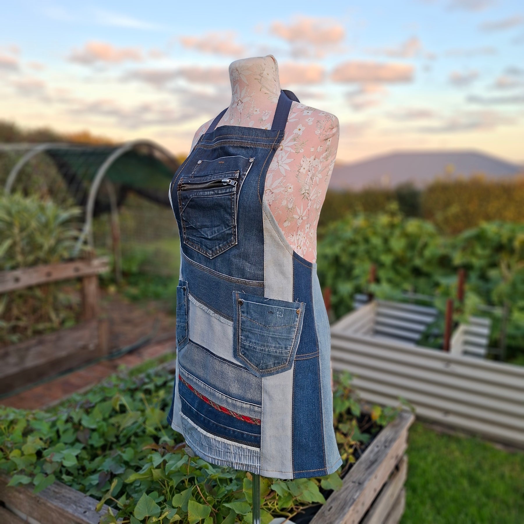 Artisan Upcycled Jeans Apron - Garden, Kitchen or Workshop