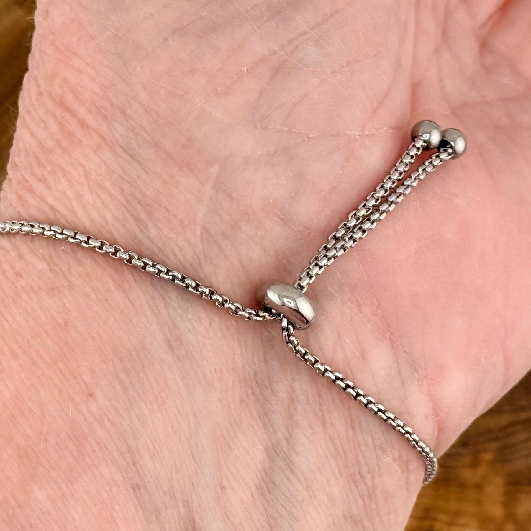 Pink Rose Stainless Steel Adjustable Slider Bracelet