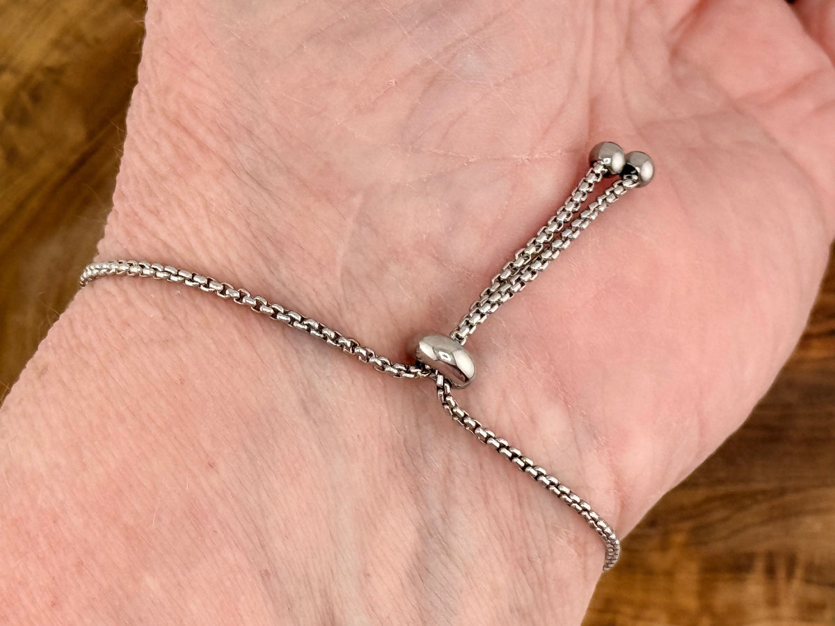 Pale Green Rose Stainless Steel Adjustable Slider Bracelet