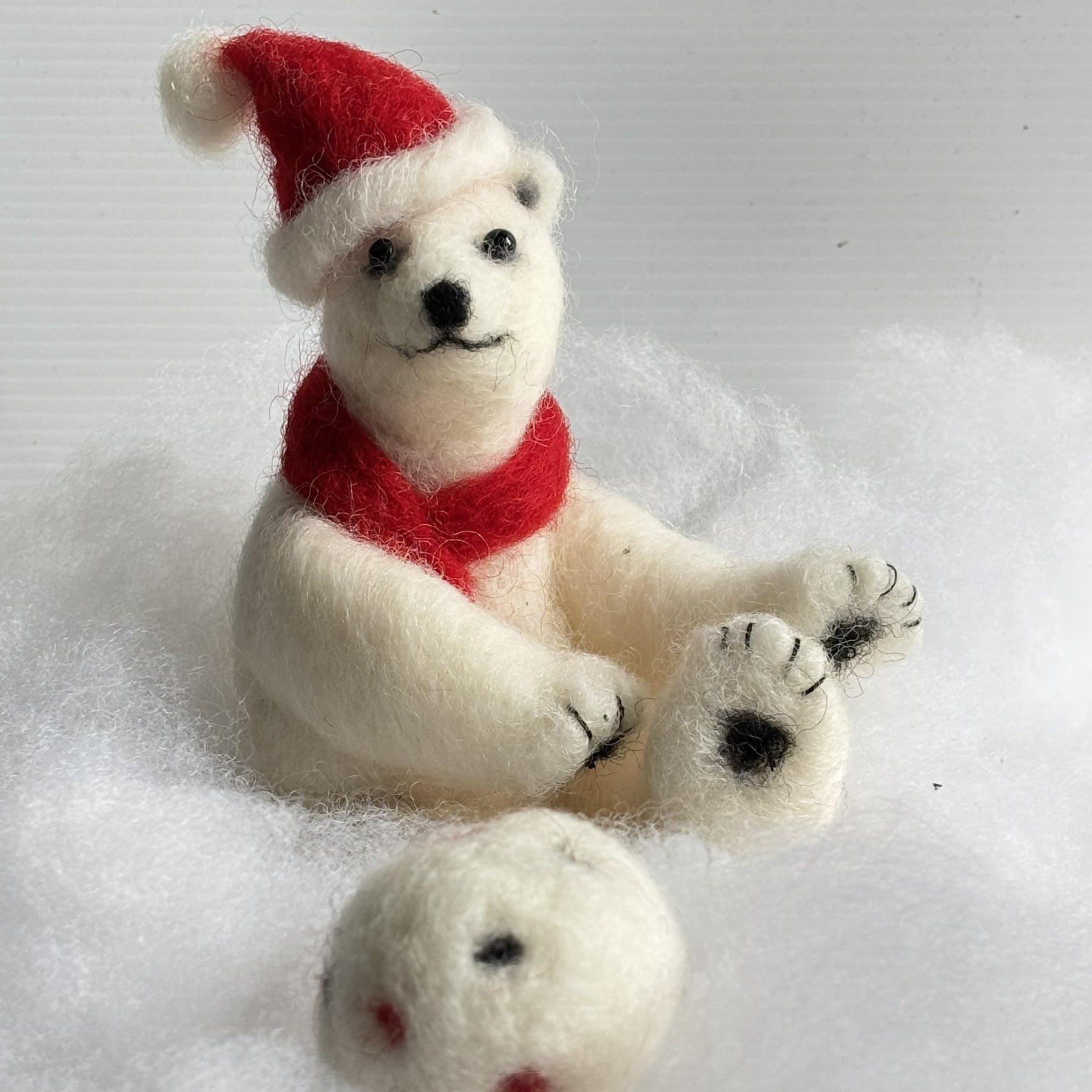 Christmas Polar Bear needle felt art animal decoration