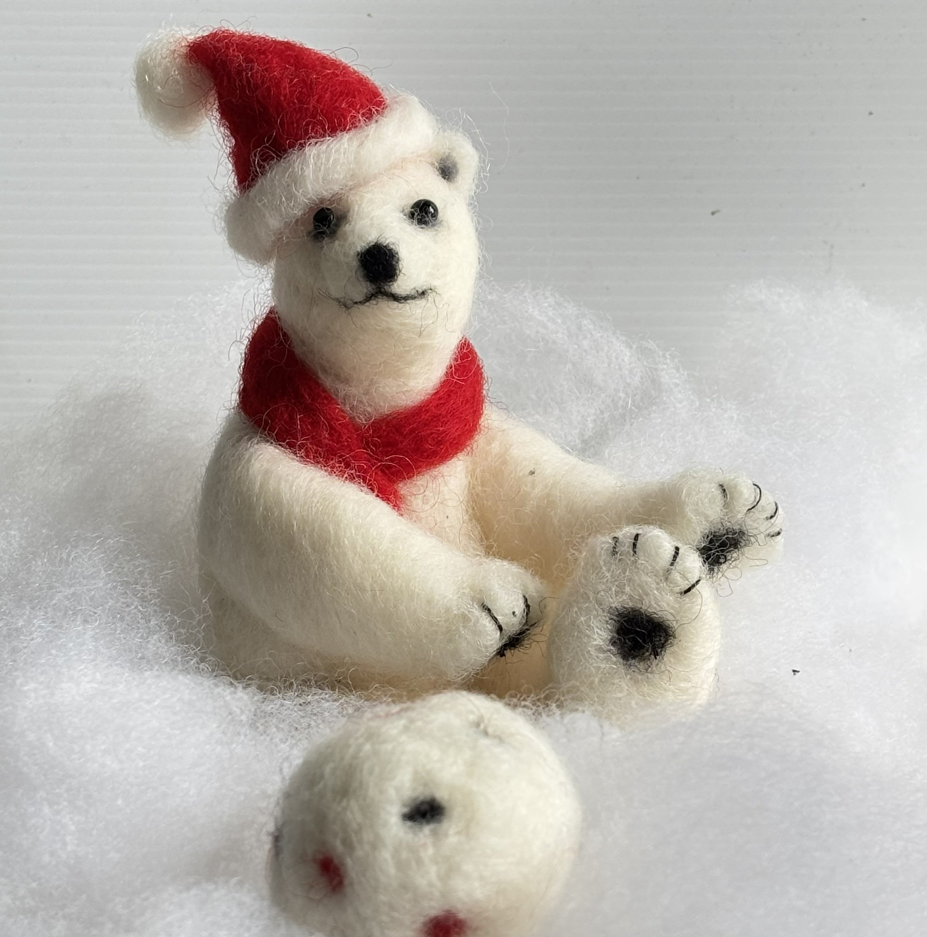 Christmas Polar Bear needle felt art animal decoration