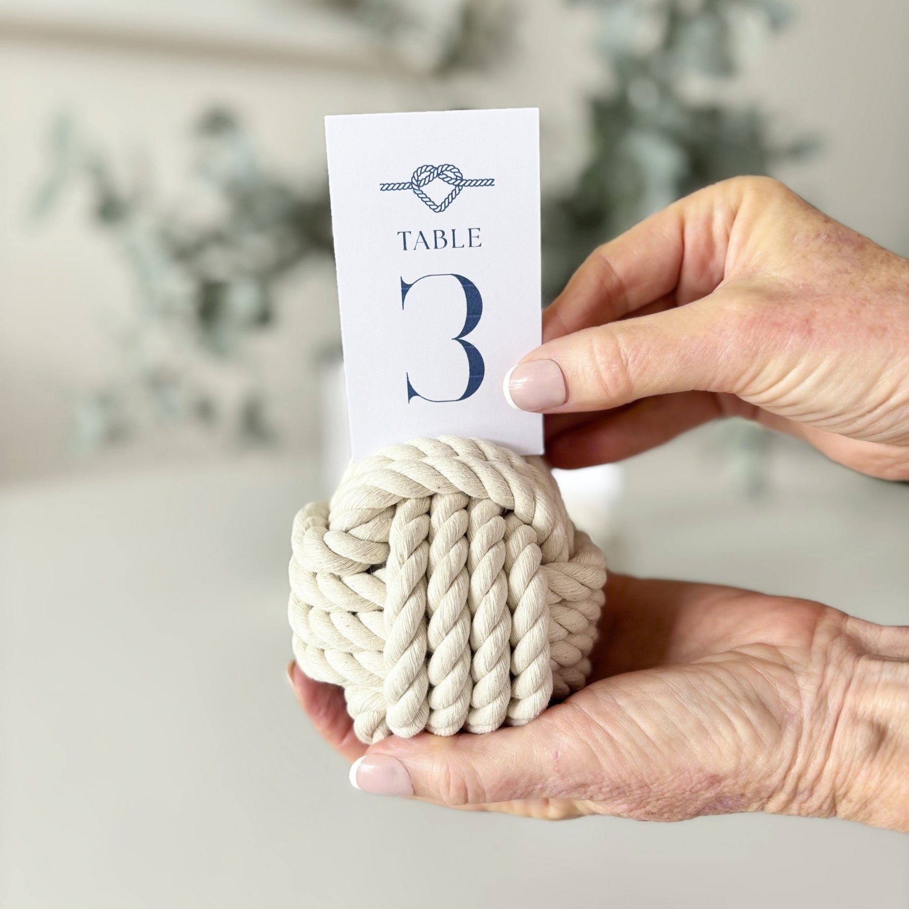 Monkey Fist Nautical Knots - Table Number Holder - Set of 3
