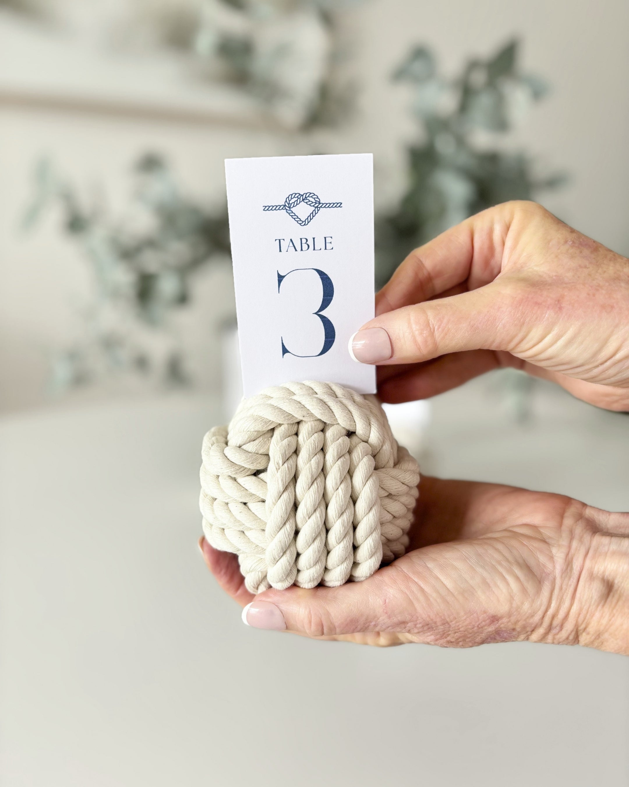 Monkey Fist Nautical Knots - Table Number Holder - Set of 3