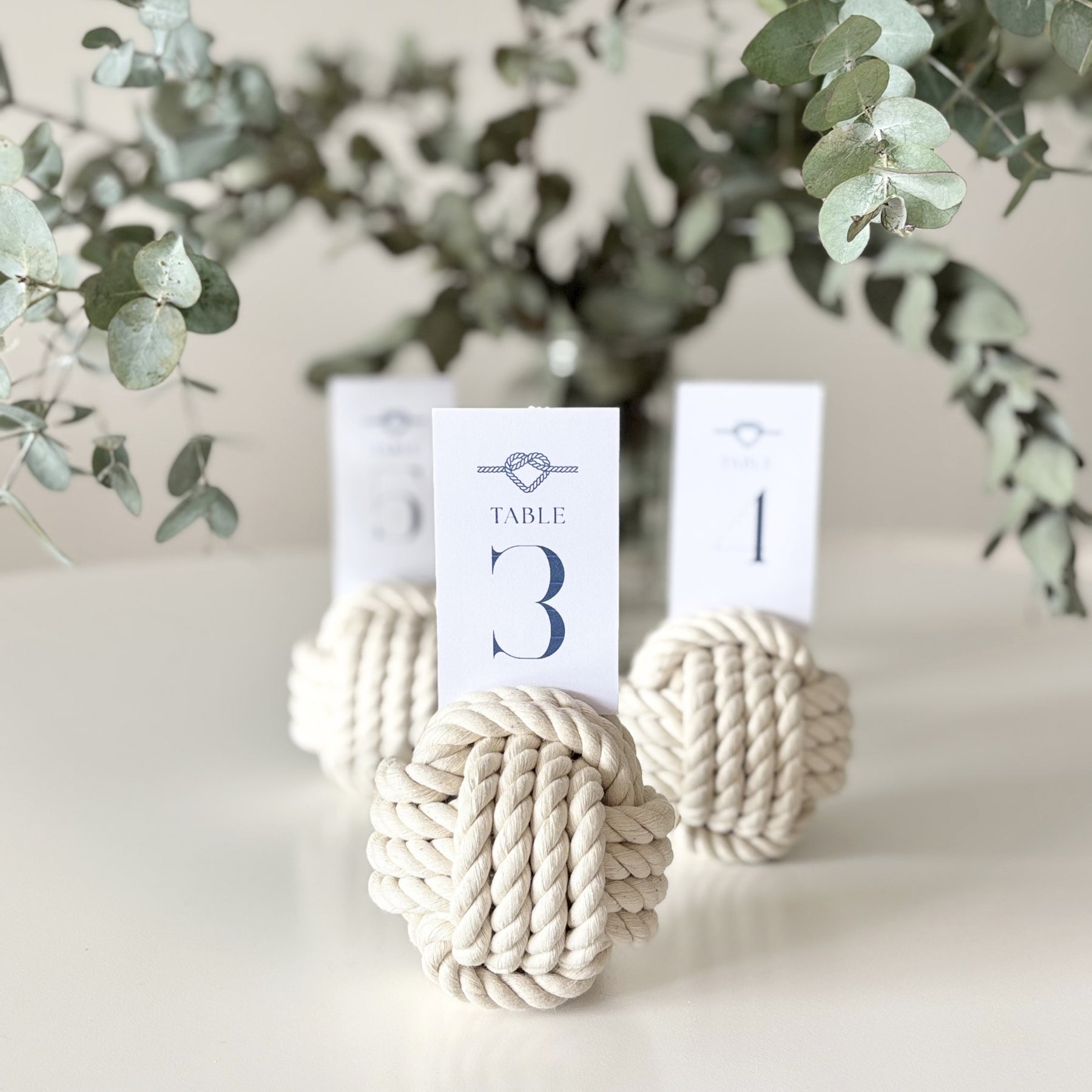Monkey Fist Nautical Knots - Table Number Holder - Set of 3