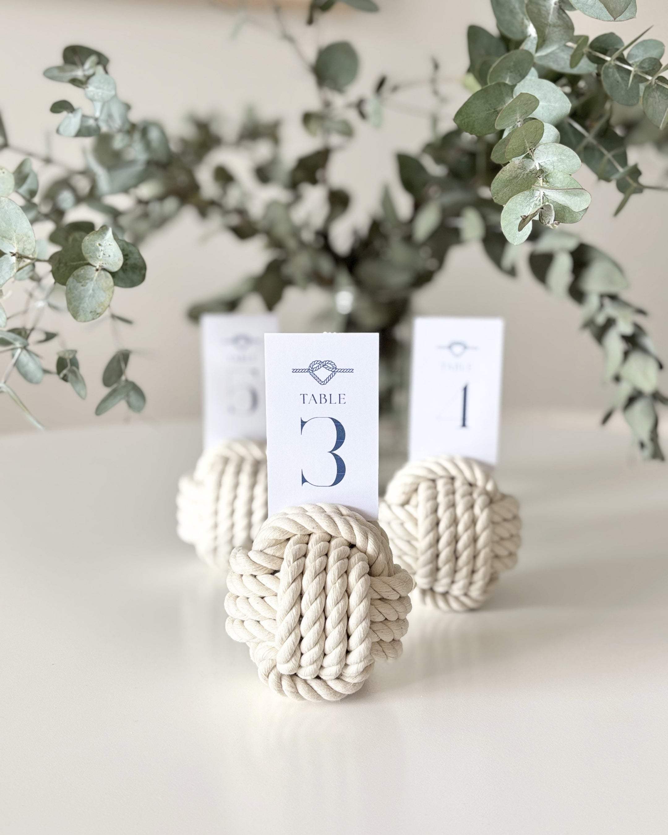 Monkey Fist Nautical Knots - Table Number Holder - Set of 3