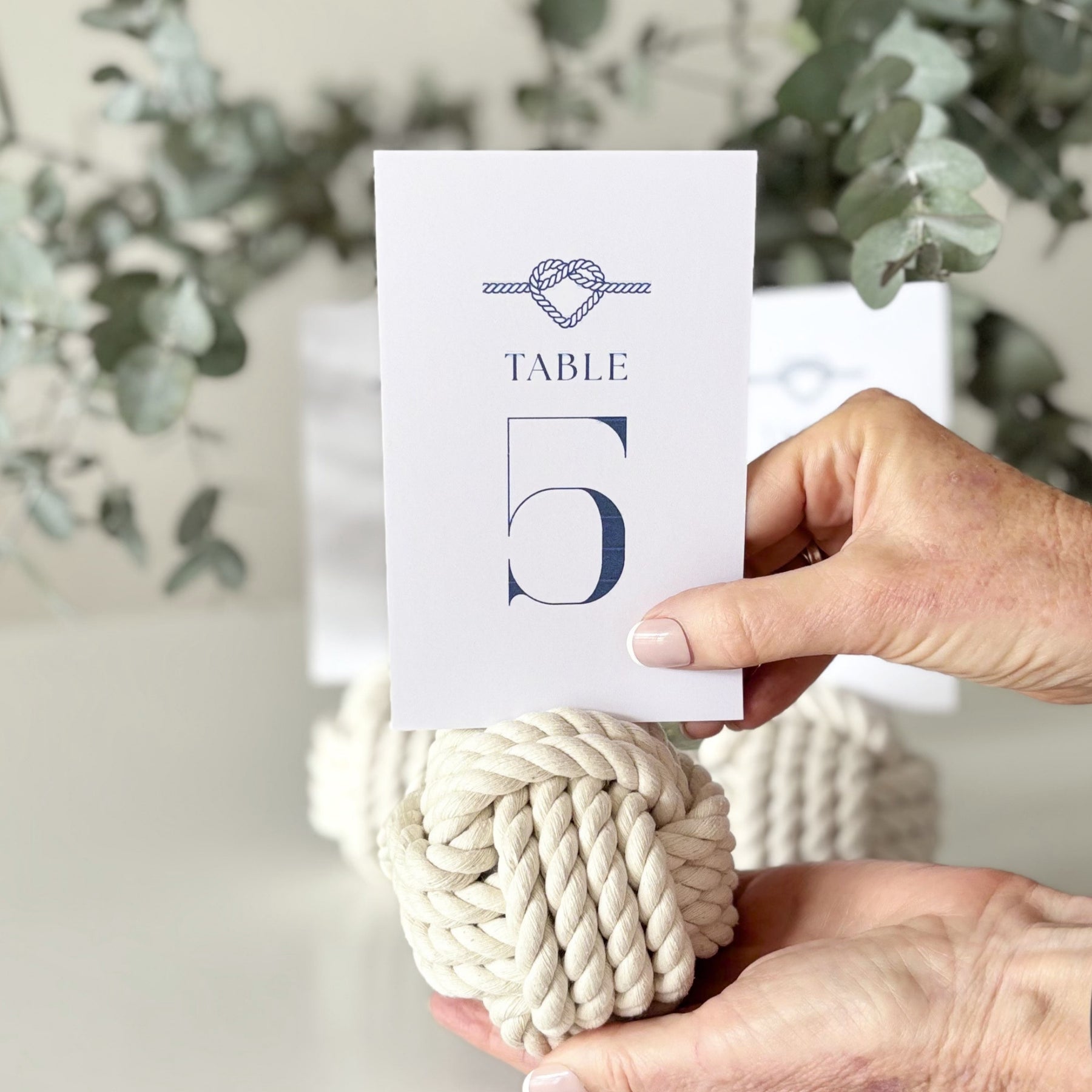 Monkey Fist Nautical Knots - Table Number Holder - Set of 3