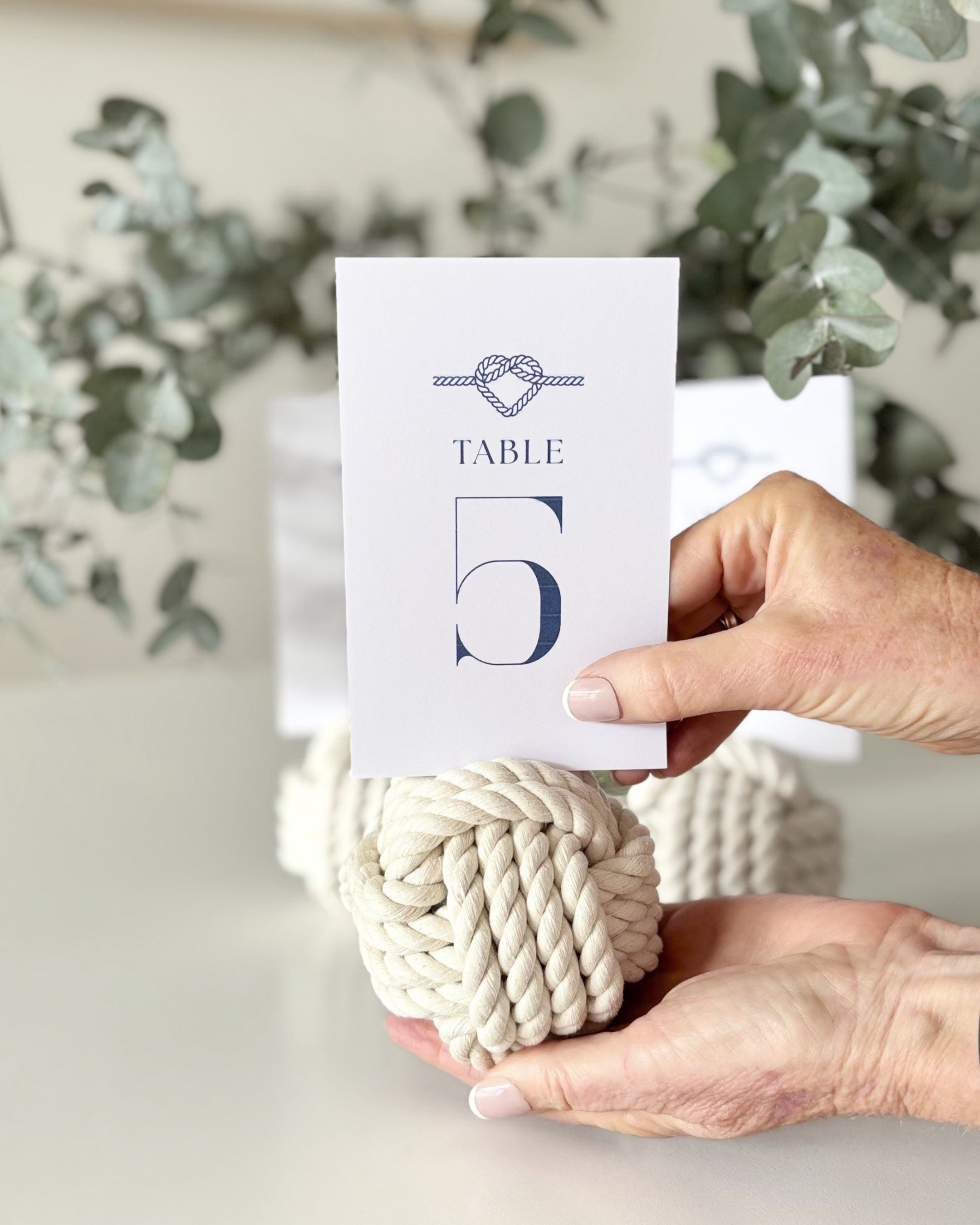 Monkey Fist Nautical Knots - Table Number Holder - Set of 3