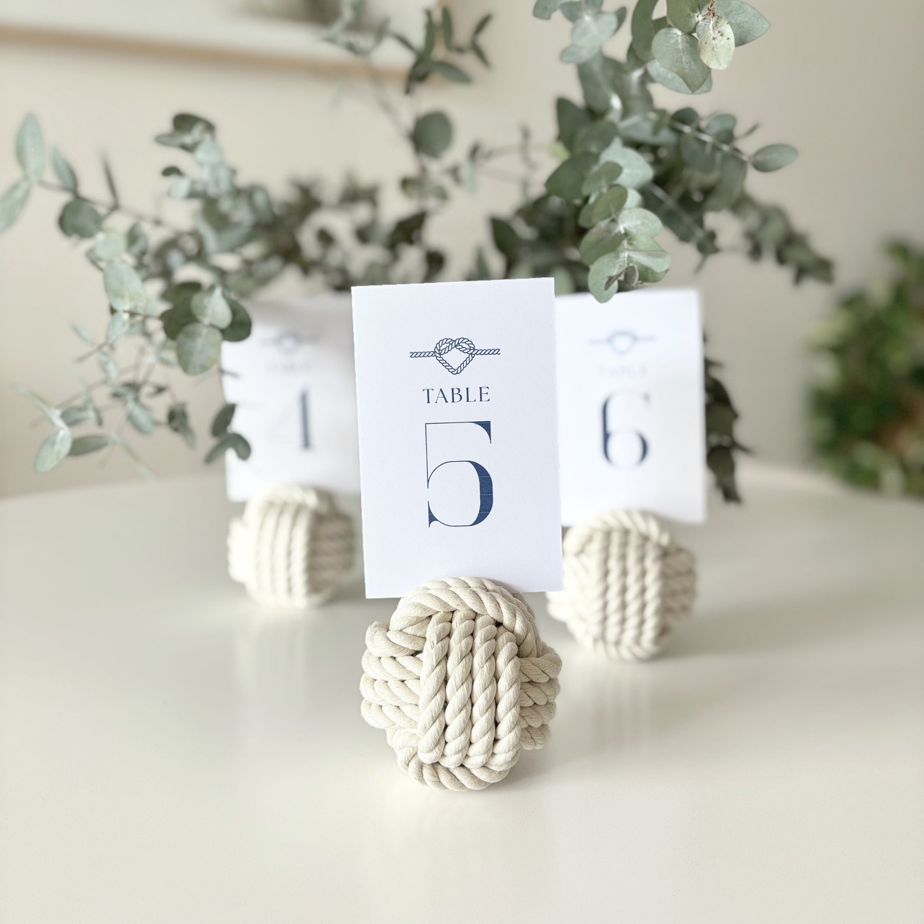 Monkey Fist Nautical Knots - Table Number Holder - Set of 3
