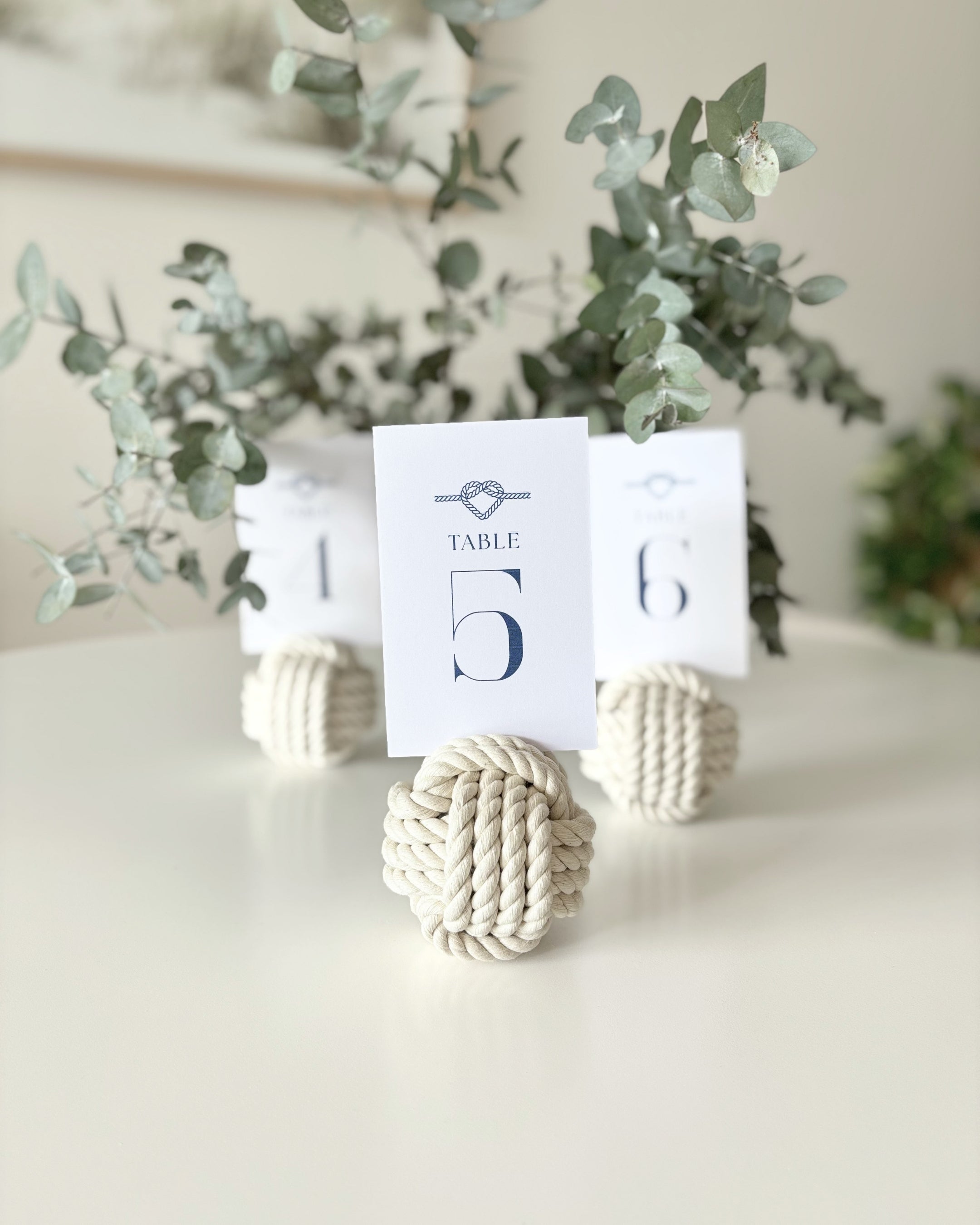 Monkey Fist Nautical Knots - Table Number Holder - Set of 3