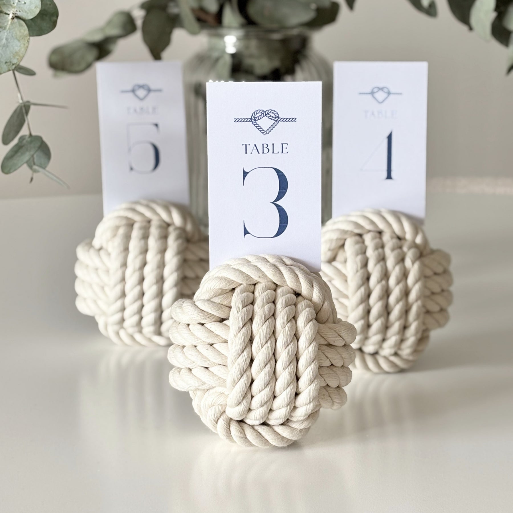 Monkey Fist Nautical Knots - Table Number Holder - Set of 3