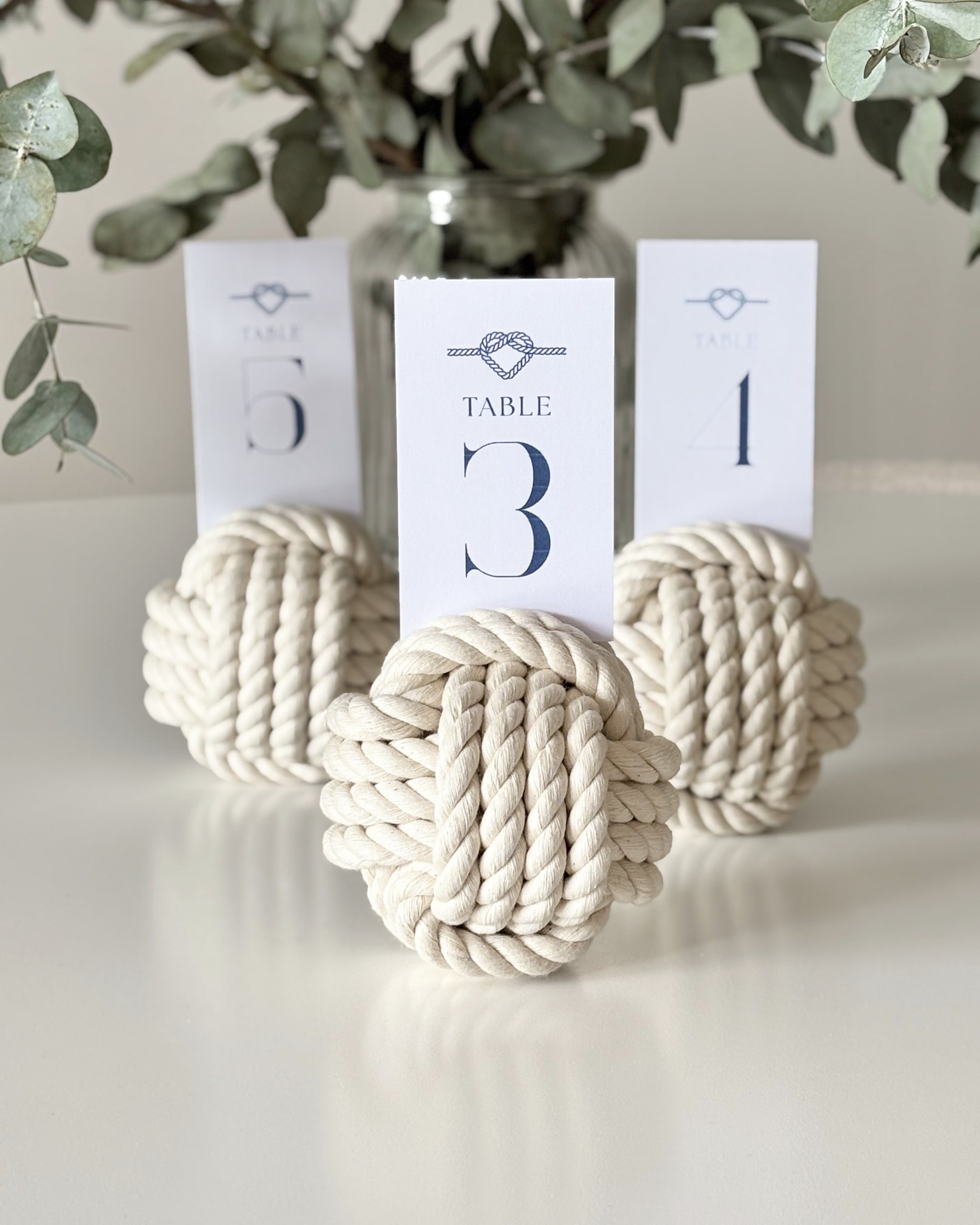 Monkey Fist Nautical Knots - Table Number Holder - Set of 3