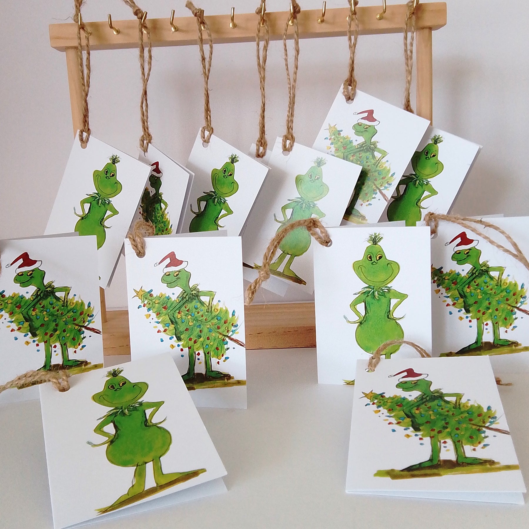 Grinch Christmas cards and tags