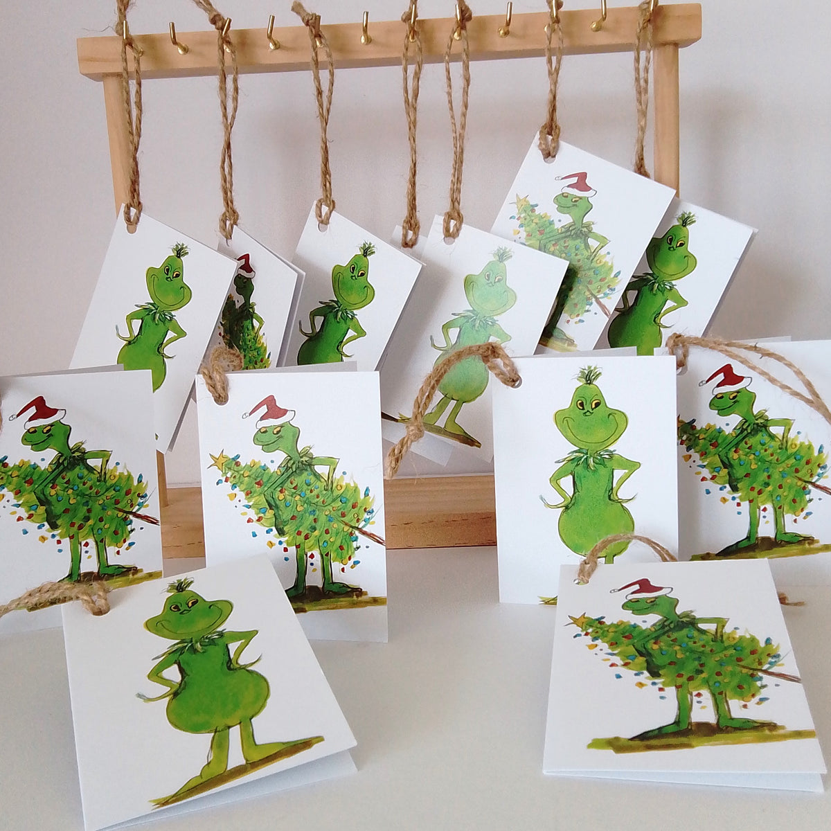Grinch Christmas cards and tags