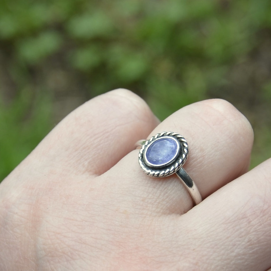 Tanzanite Twist Sterling Silver Ring - Size N