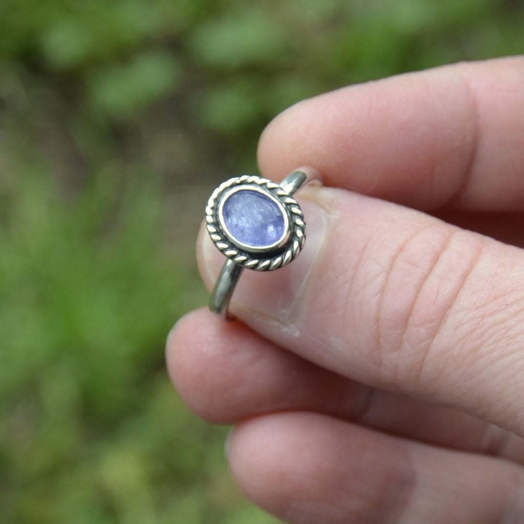 Tanzanite Twist Sterling Silver Ring - Size N