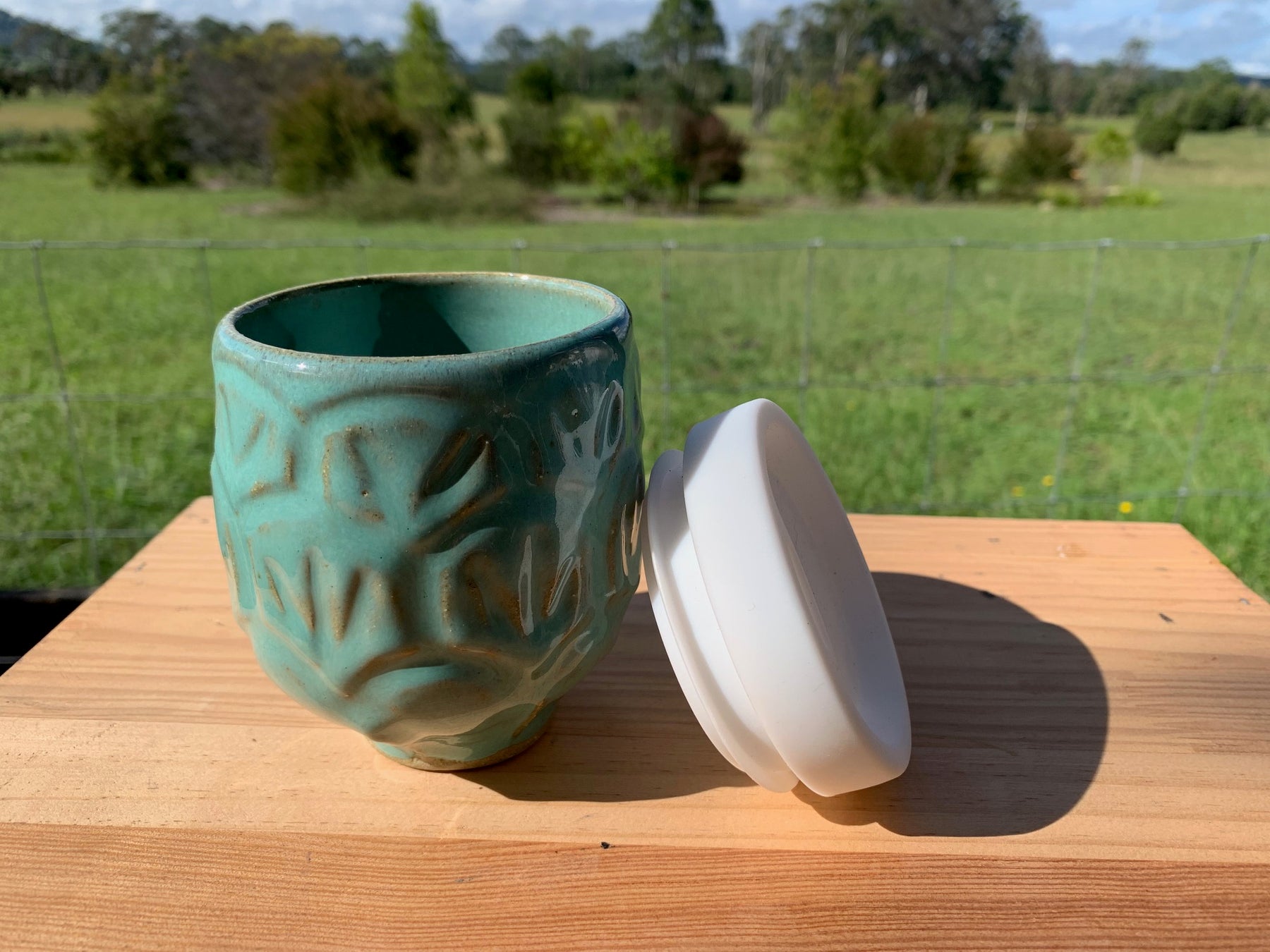 Handmade Ceramic Travel Mug - Turquoise Tide