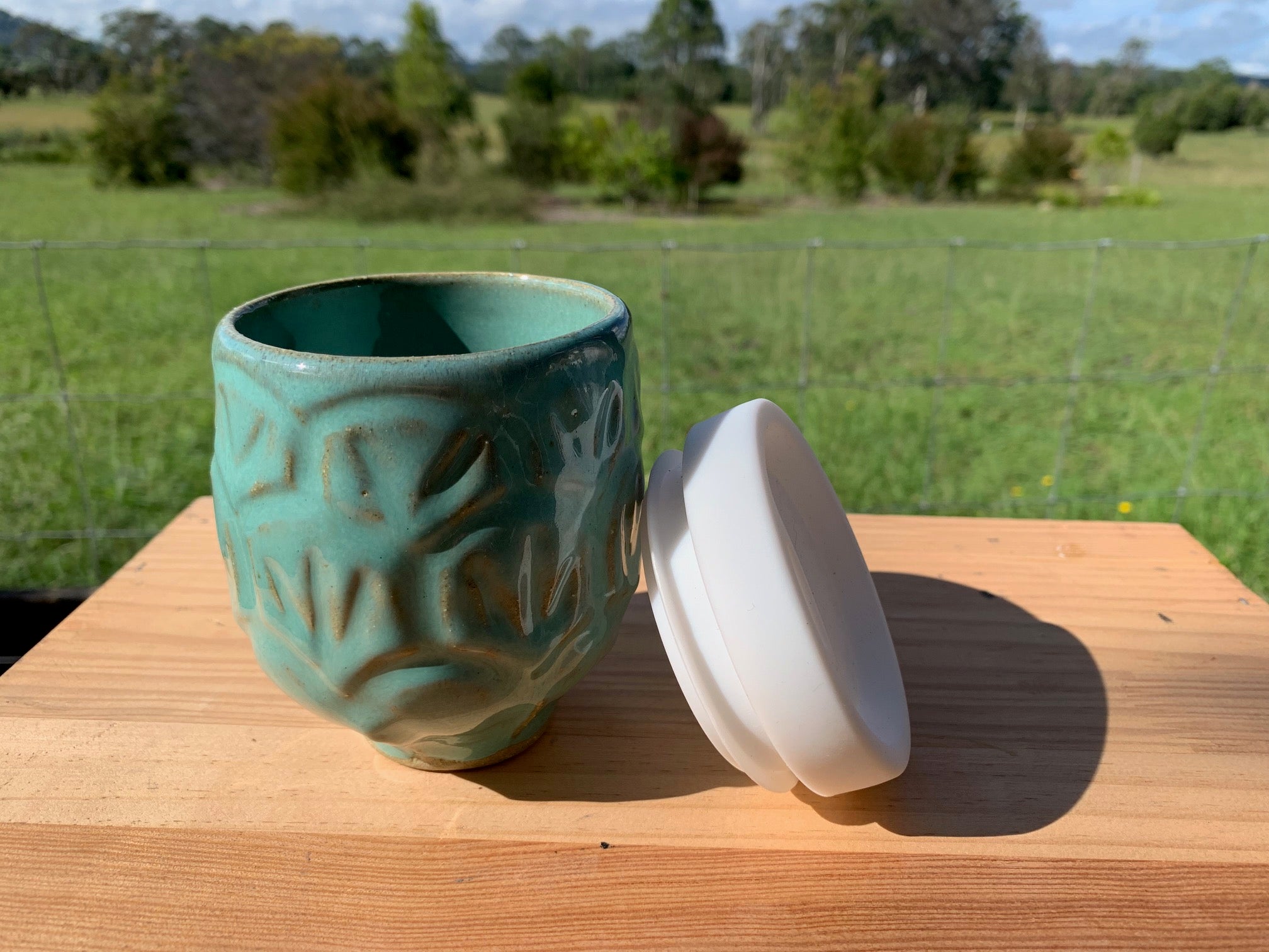 Handmade Ceramic Travel Mug - Turquoise Tide