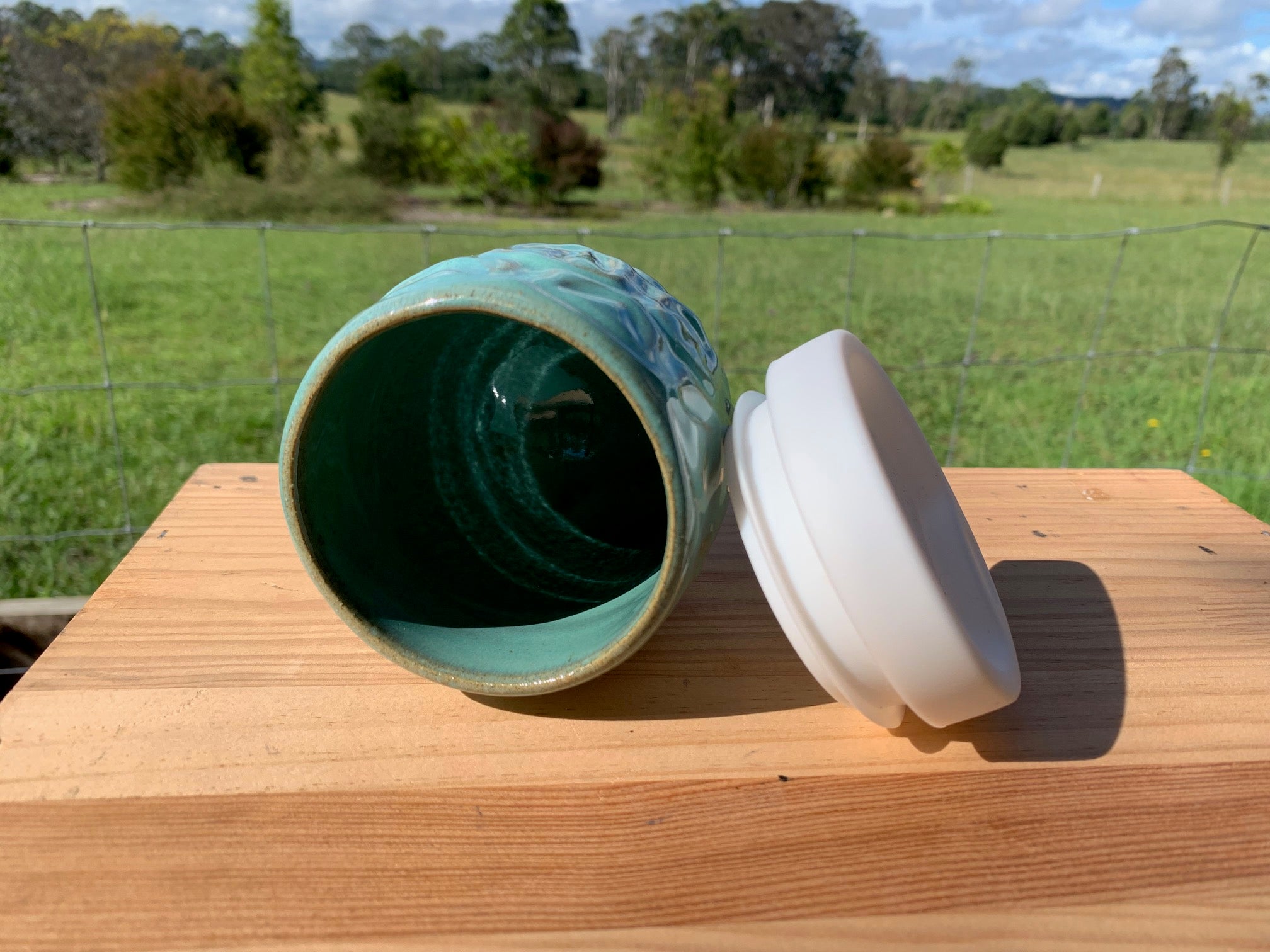 Handmade Ceramic Travel Mug - Turquoise Tide
