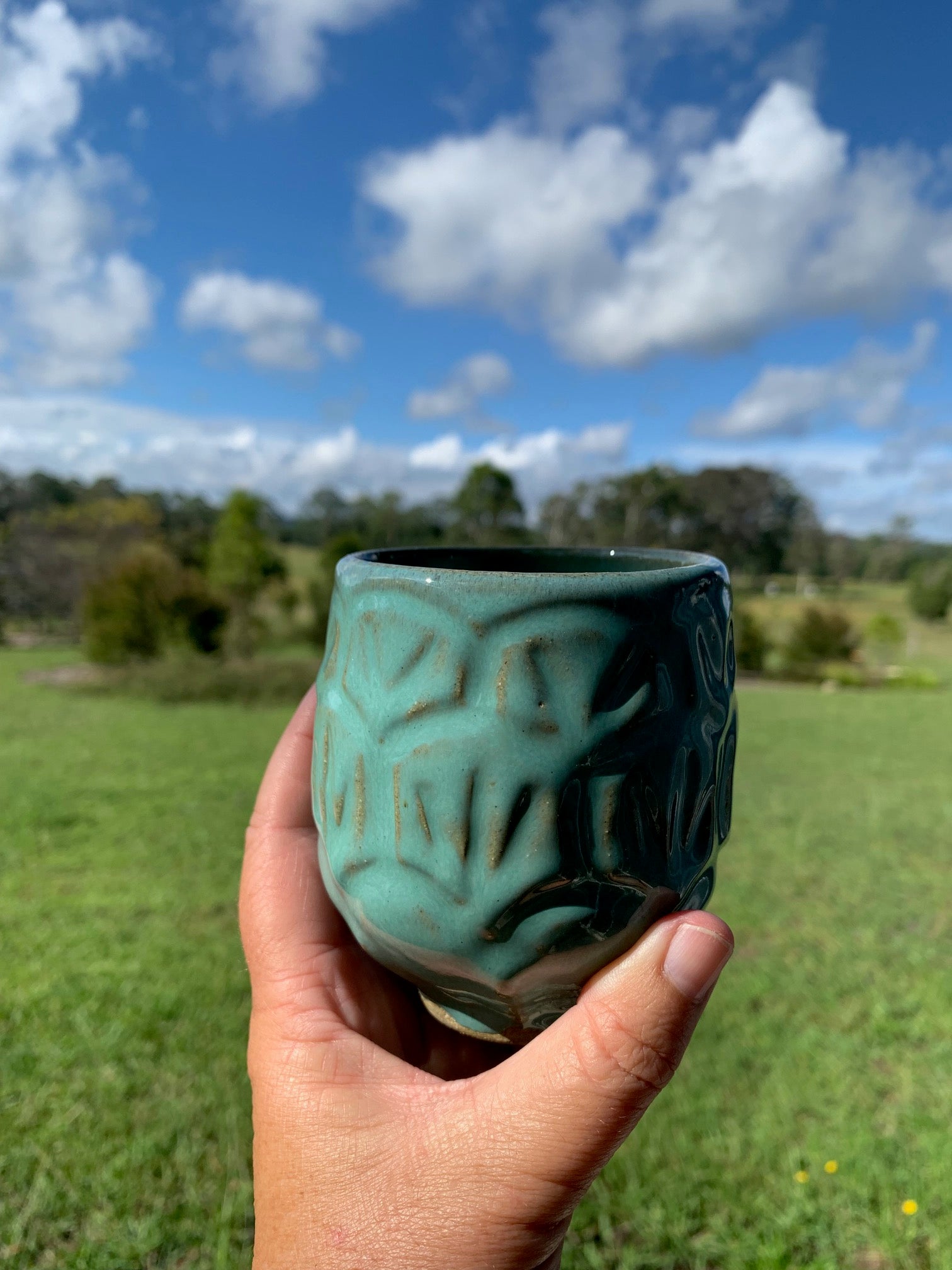 Handmade Ceramic Travel Mug - Turquoise Tide