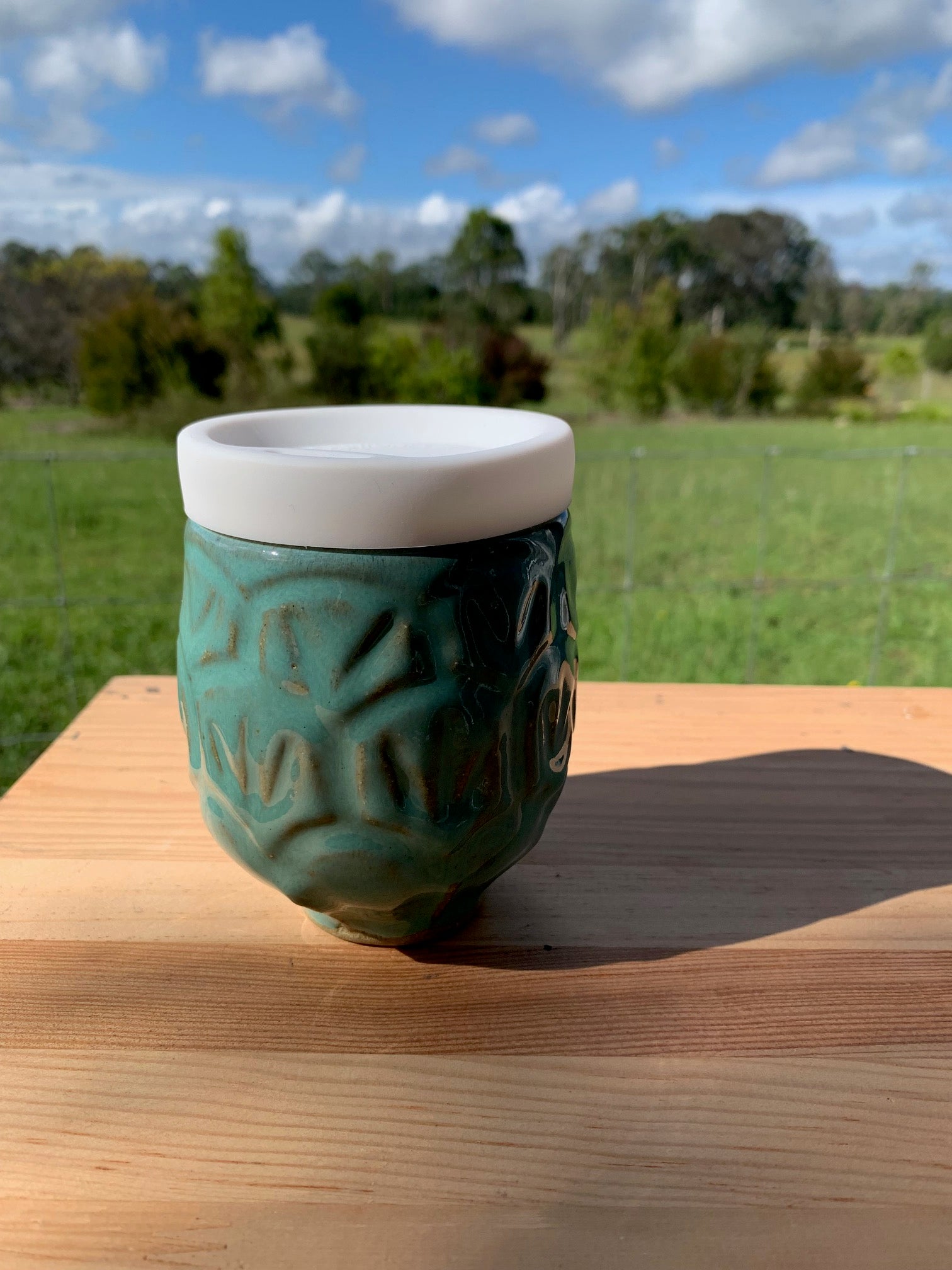 Handmade Ceramic Travel Mug - Turquoise Tide