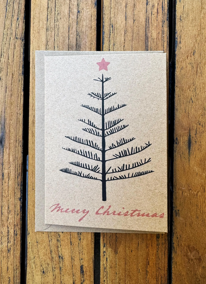 4 x Rustic Norfolk Pine Christmas Cards: Kraft Paper, Australian Made