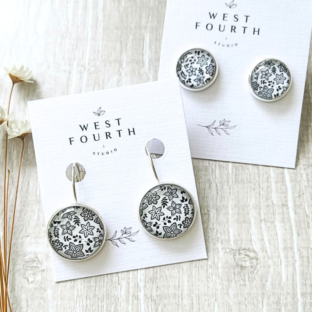Black and White Star Earrings • Minimalist Earrings for Outfit Matching