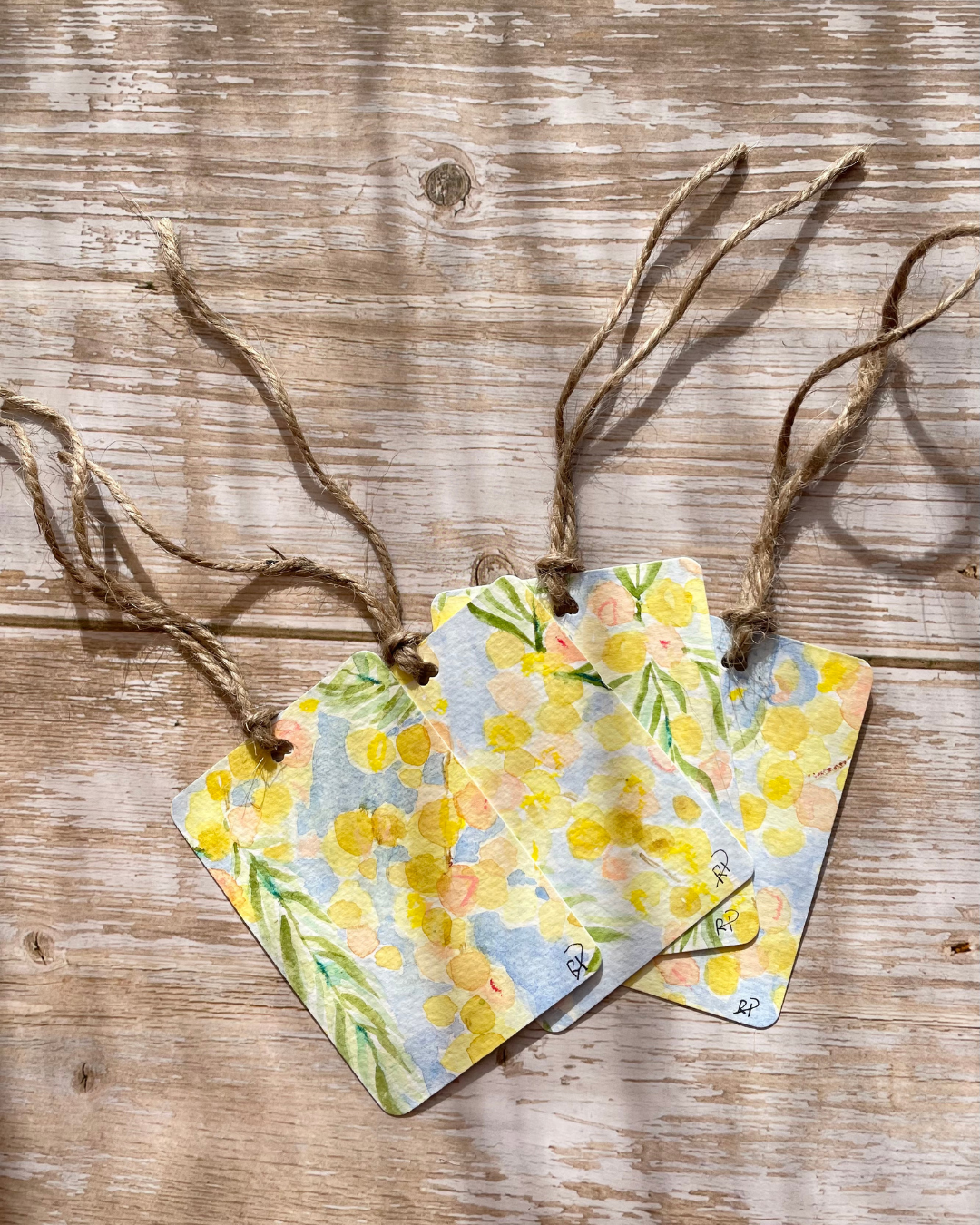 Original Handmade Watercolour Gift Tags (Set of 4) I Wattle Collection