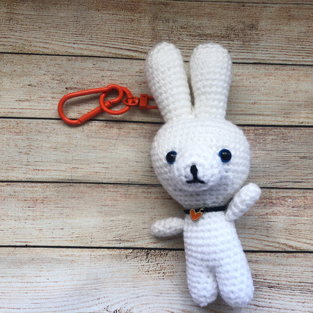 Crochet Bunny Keychain | Handmade Amigurumi Rabbit | White Bunny Bag Charm