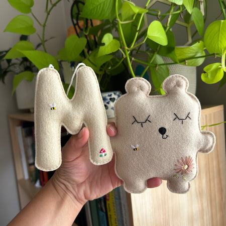 Heirloom Felt Initial & Bear Set, personalised , value set