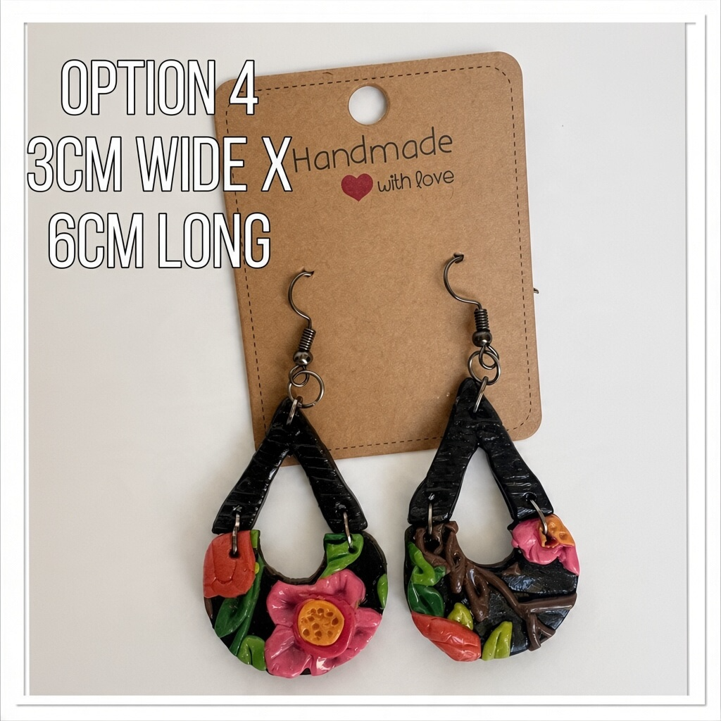 Handcrafted Wildflower Contrast Statement Polymer Clay Earring Collection