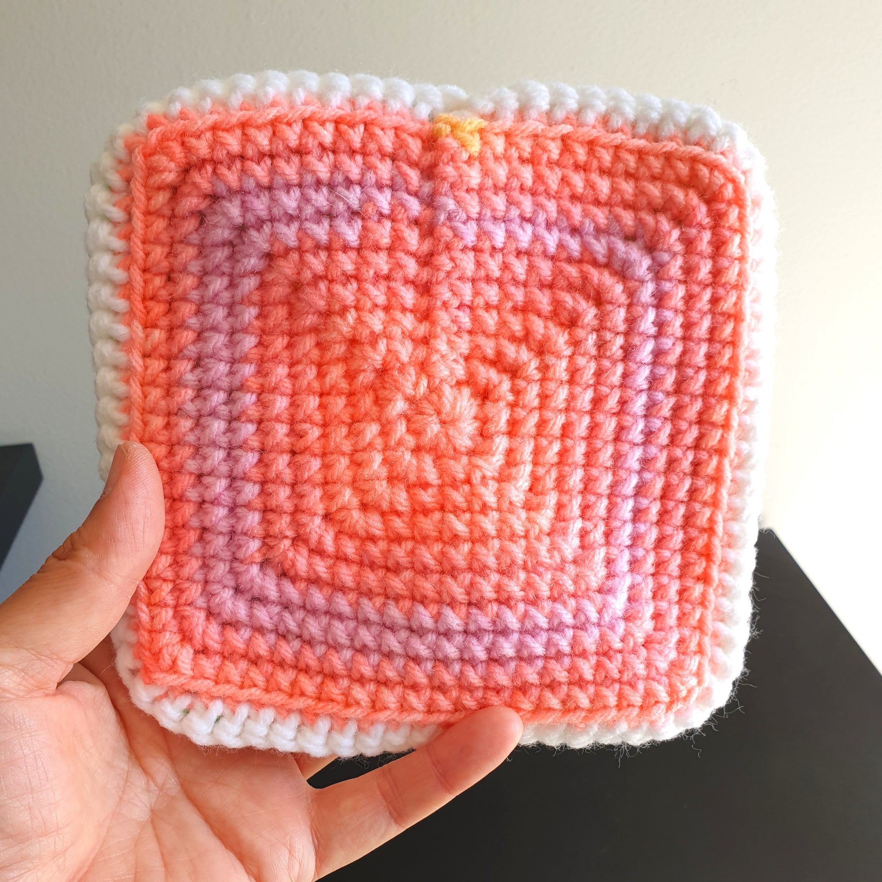 Hand Crochet Colourful Thick Square Coaster : Two Sided ,  Double Sided