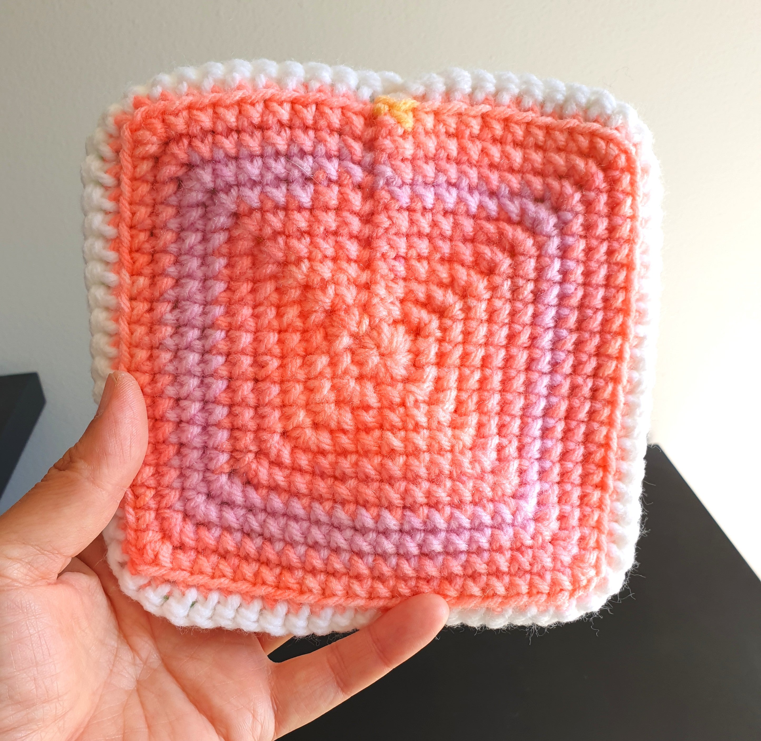 Hand Crochet Colourful Thick Square Coaster : Two Sided ,  Double Sided
