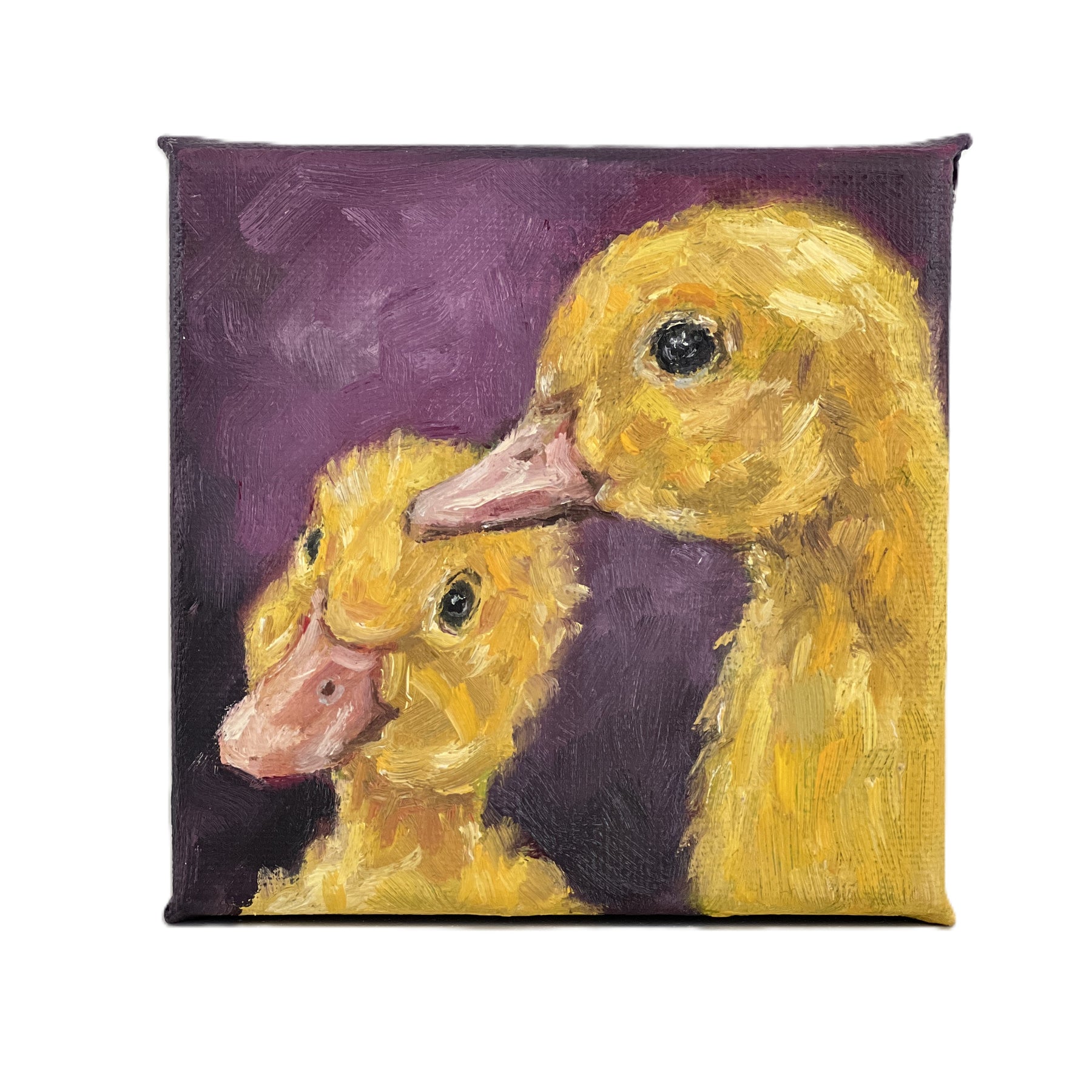 Two Yellow Ducklings – Original Mini Oil Painting