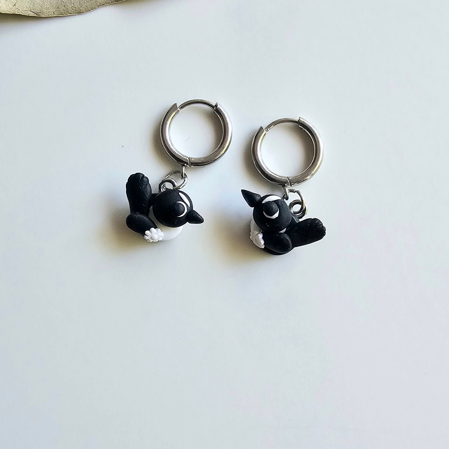 Small Bird Jewelry, Willie Wagtail Dangle Earrings, Handmade Polymer Clay Bird Earrings.