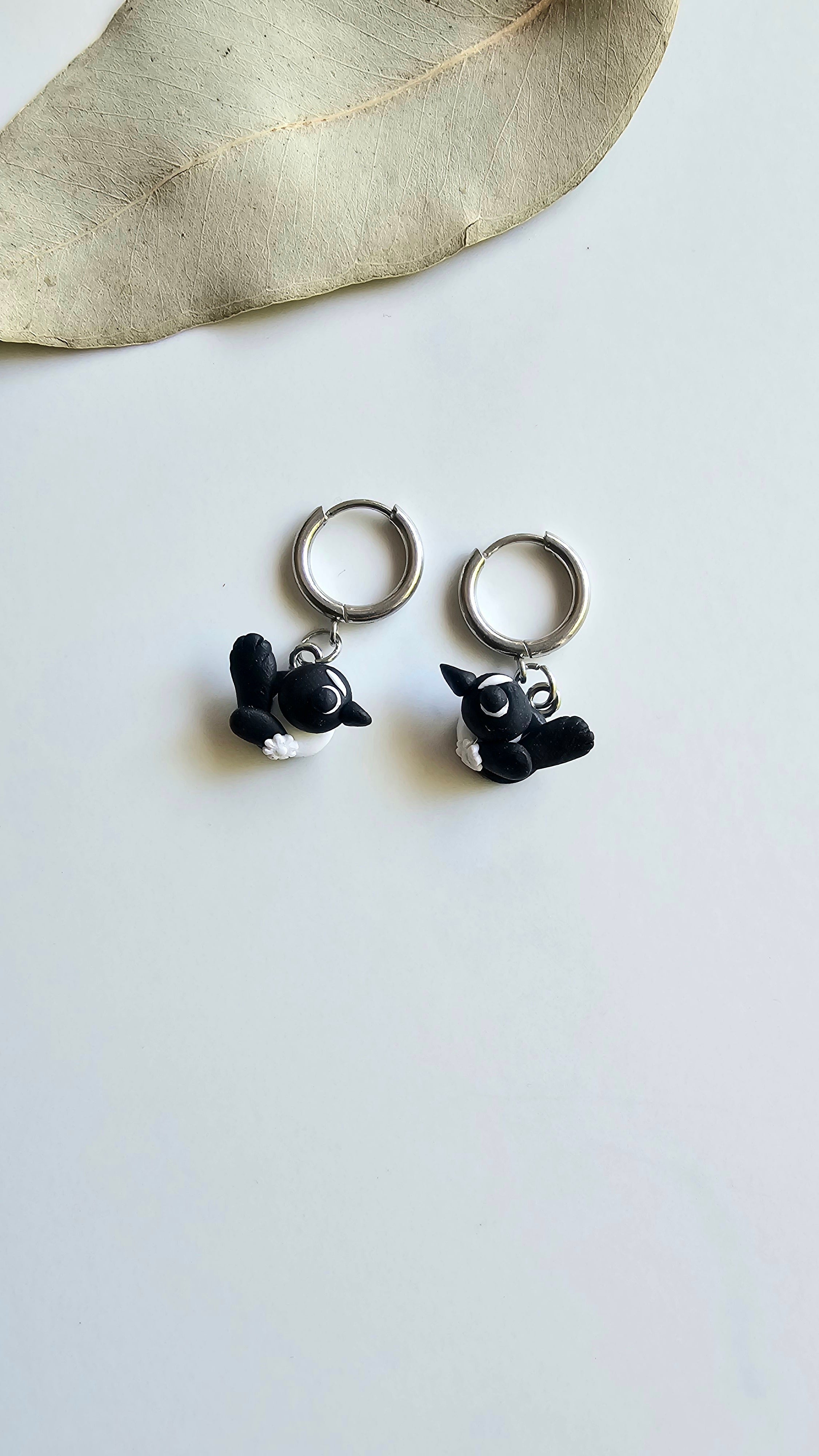 Small Bird Jewelry, Willie Wagtail Dangle Earrings, Handmade Polymer Clay Bird Earrings.