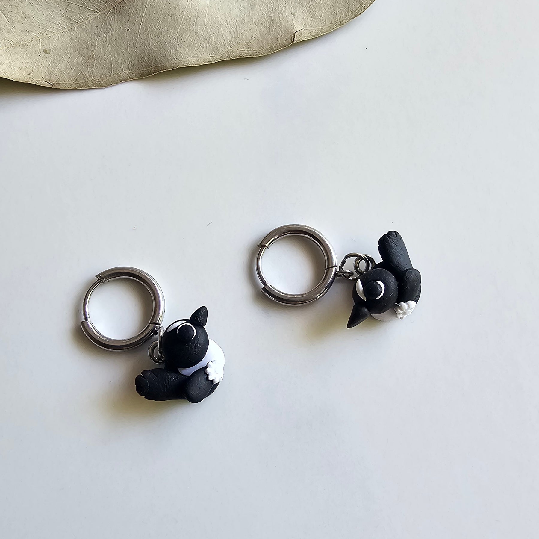 Small Bird Jewelry, Willie Wagtail Dangle Earrings, Handmade Polymer Clay Bird Earrings.