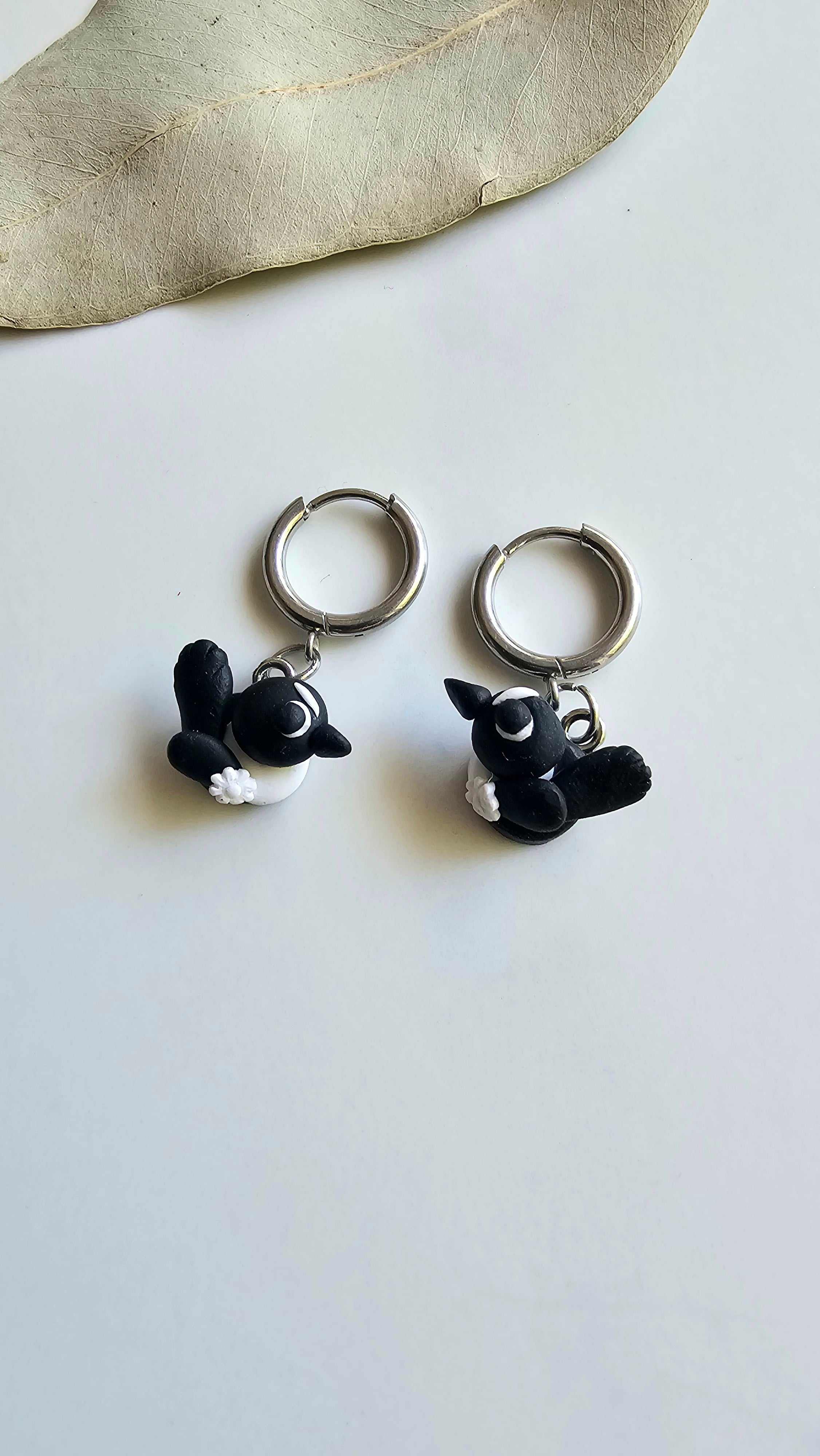 Small Bird Jewelry, Willie Wagtail Dangle Earrings, Handmade Polymer Clay Bird Earrings.