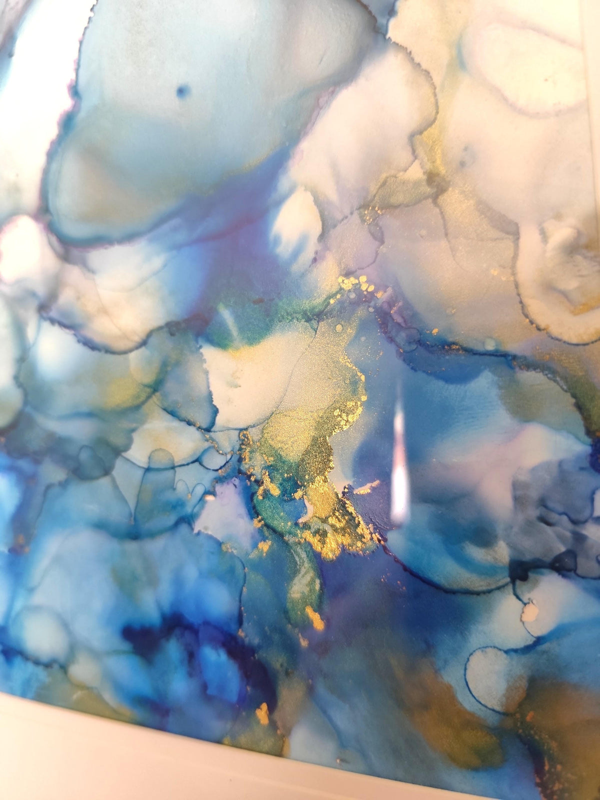 Blue Alcohol Ink Painting – Framed Wall Art