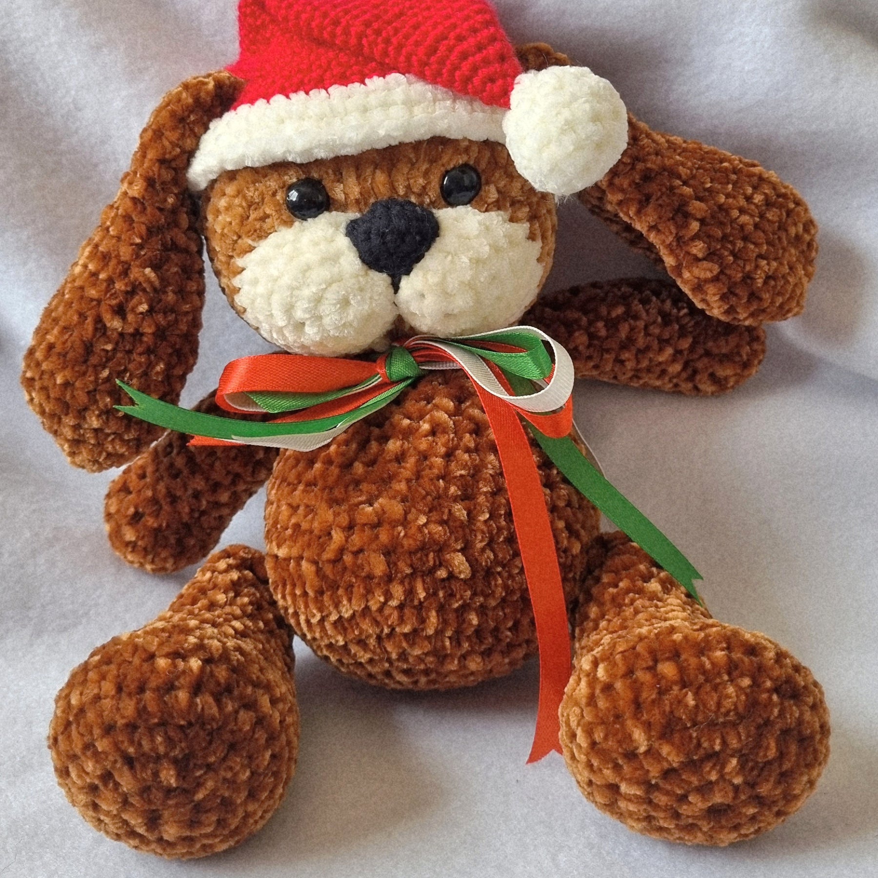 HANDMADE - Plushy Puppy ready for Christmas - Soft and Cuddly - BB09